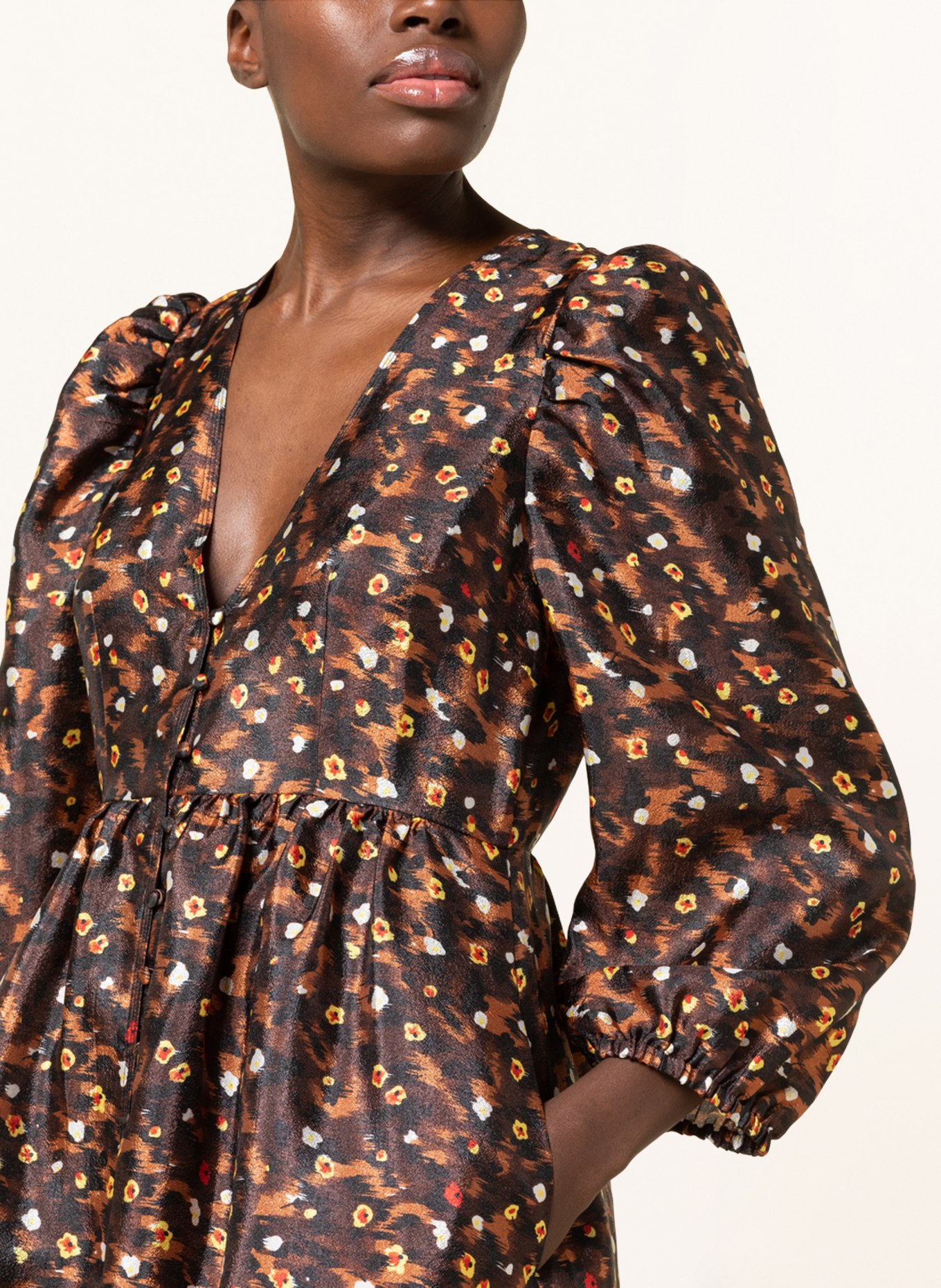 BAUM UND PFERDGARTEN Shirt dress ASANA , Color: BROWN/ BLACK/ YELLOW (Image 4)