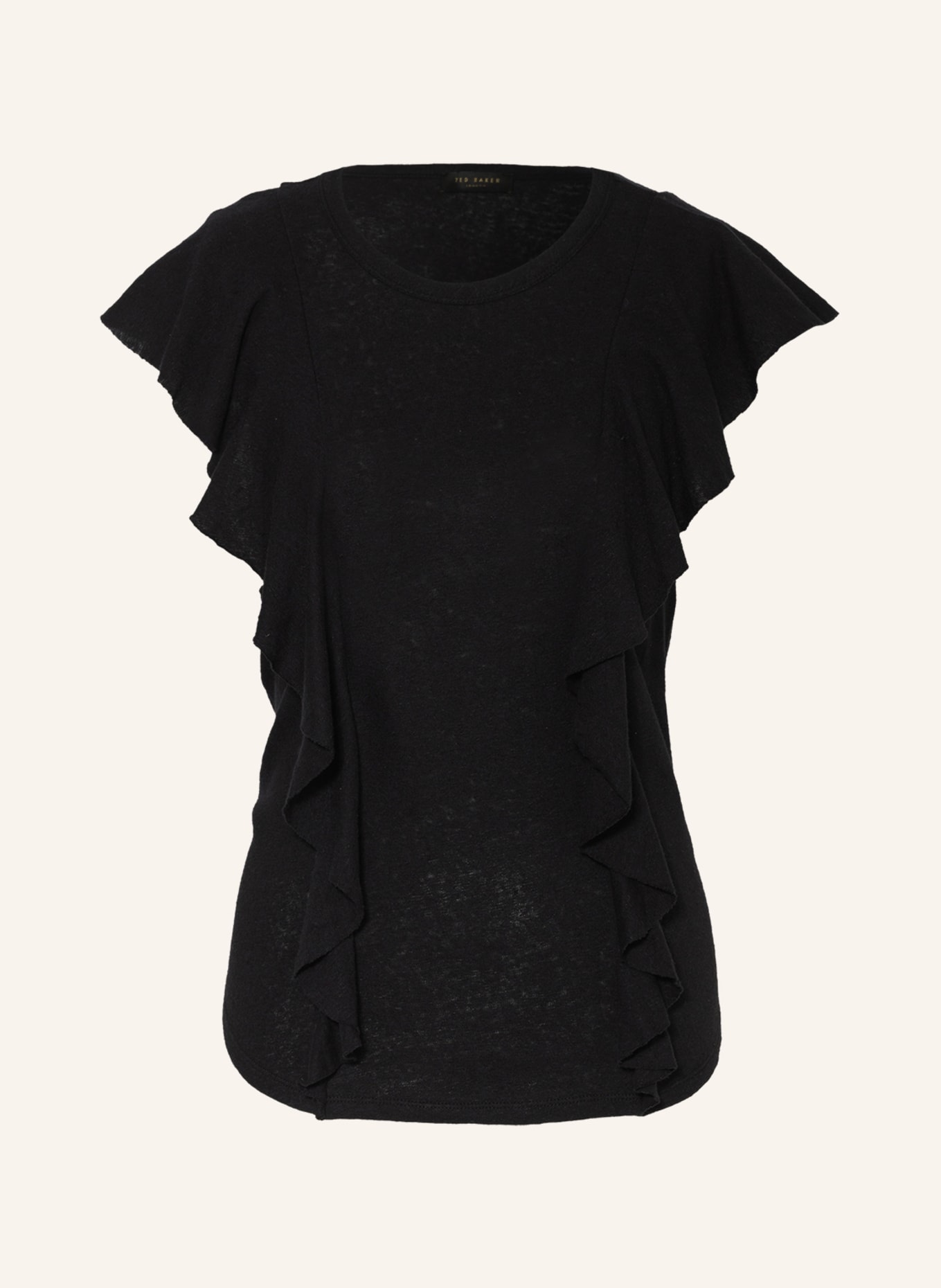 TED BAKER Knit shirt KATHLEY with linen and frill, Color: BLACK (Image 1)
