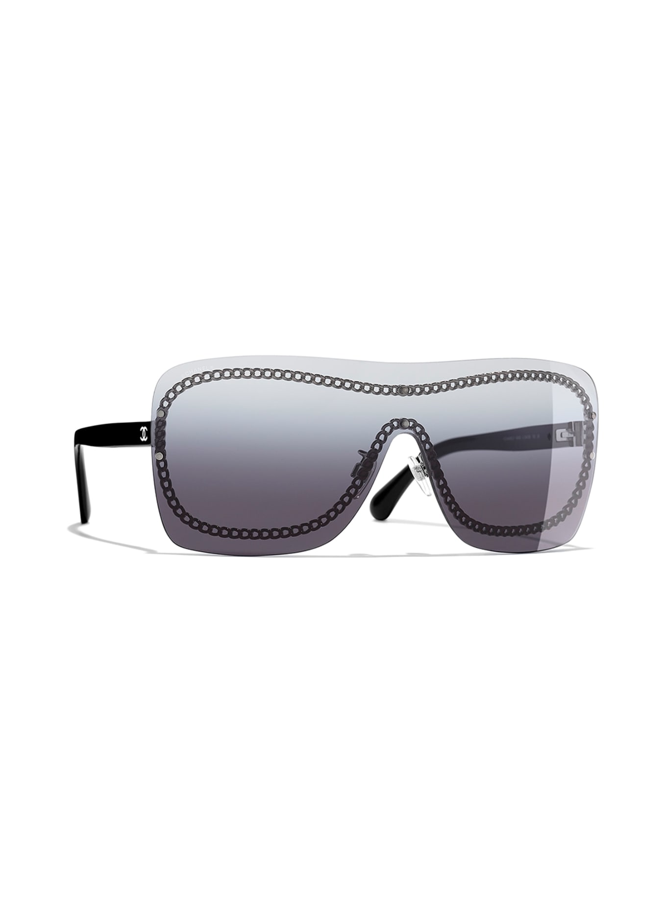 CHANEL Wraparound sunglasses: BLACK & GRAY GRADIENT