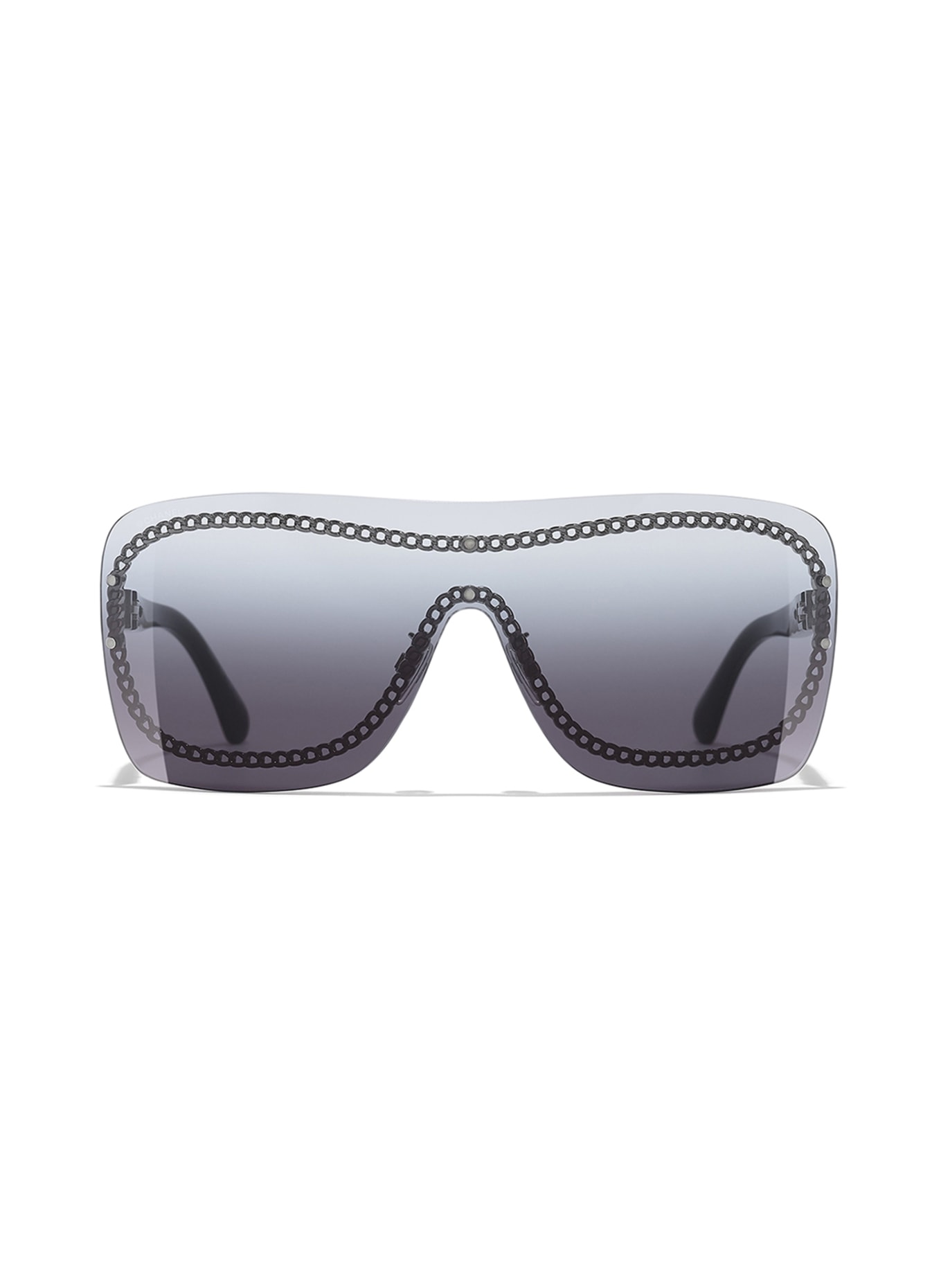 CHANEL Wraparound sunglasses: BLACK & GRAY GRADIENT