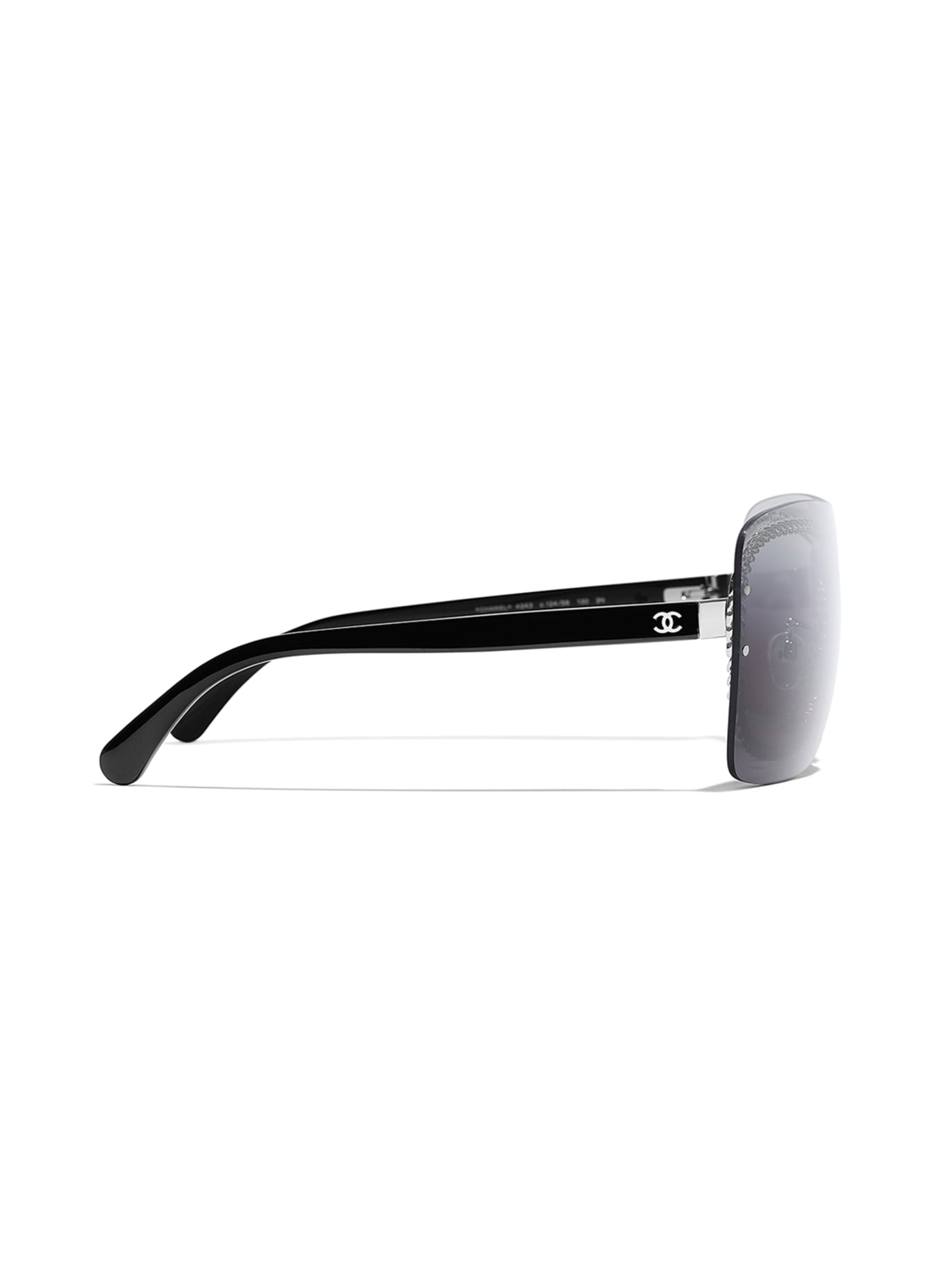 CHANEL Wraparound sunglasses: BLACK & GRAY GRADIENT