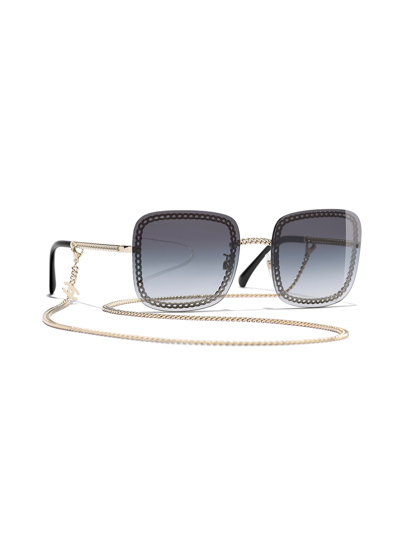 CHANEL Quadratische Sonnenbrille: C395S6 - SCHWARZ/ DUNKELGRAU VERLAUF