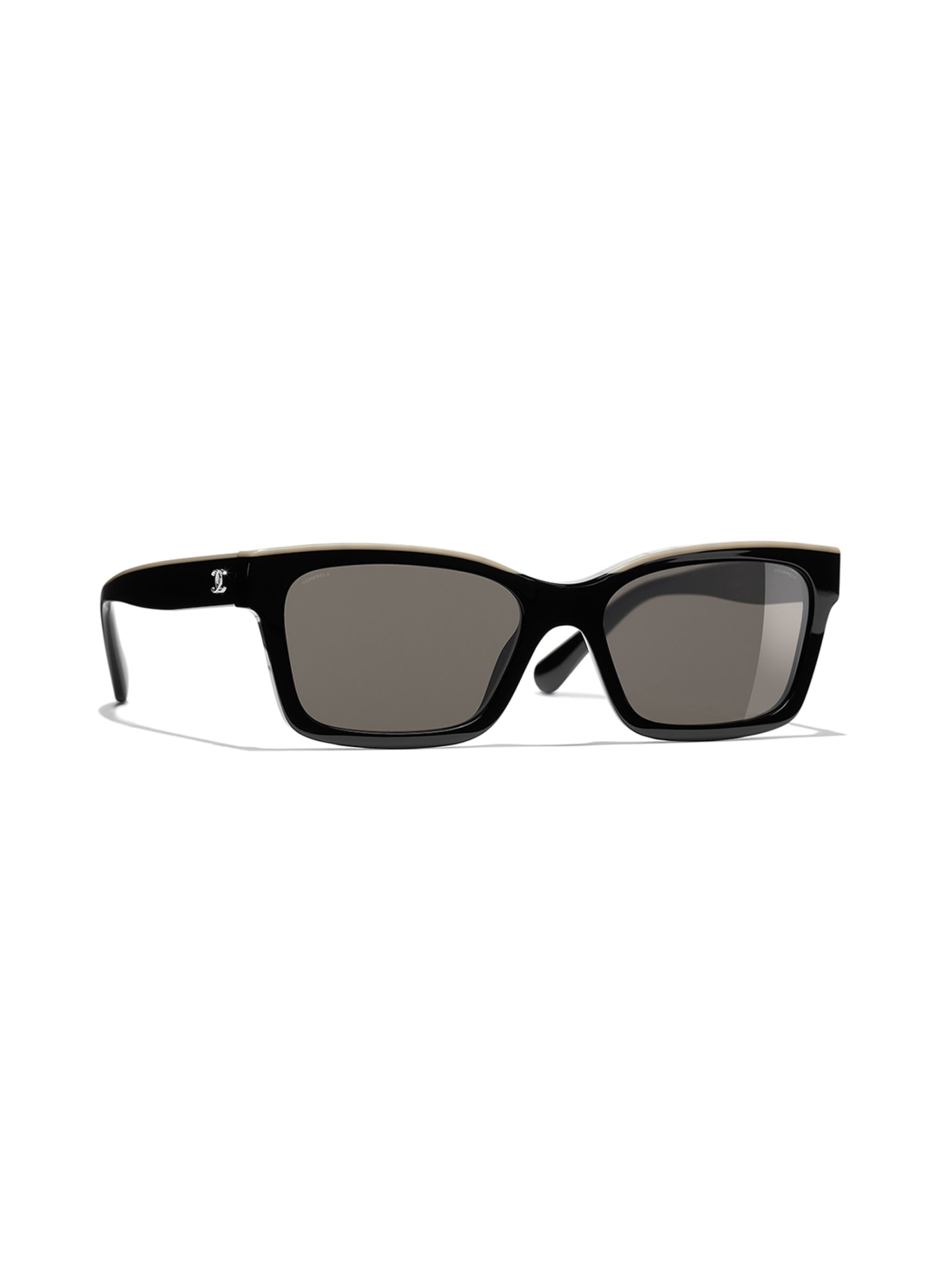 CHANEL Quadratische Sonnenbrille: C534/3 - SCHWARZ/ BEIGE/ BRAUN