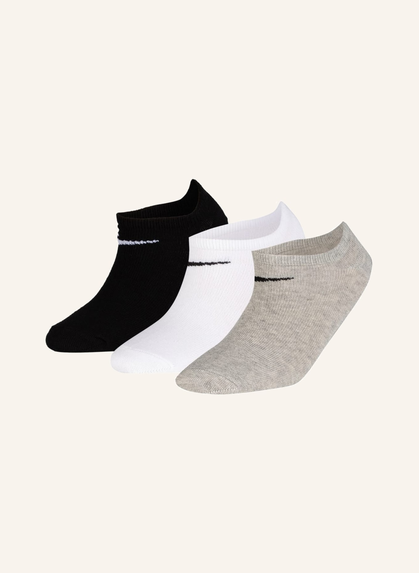 Nike 3-pack sneaker socks NO SHOW, Color: WHITE/ BLACK/ GRAY (Image 1)