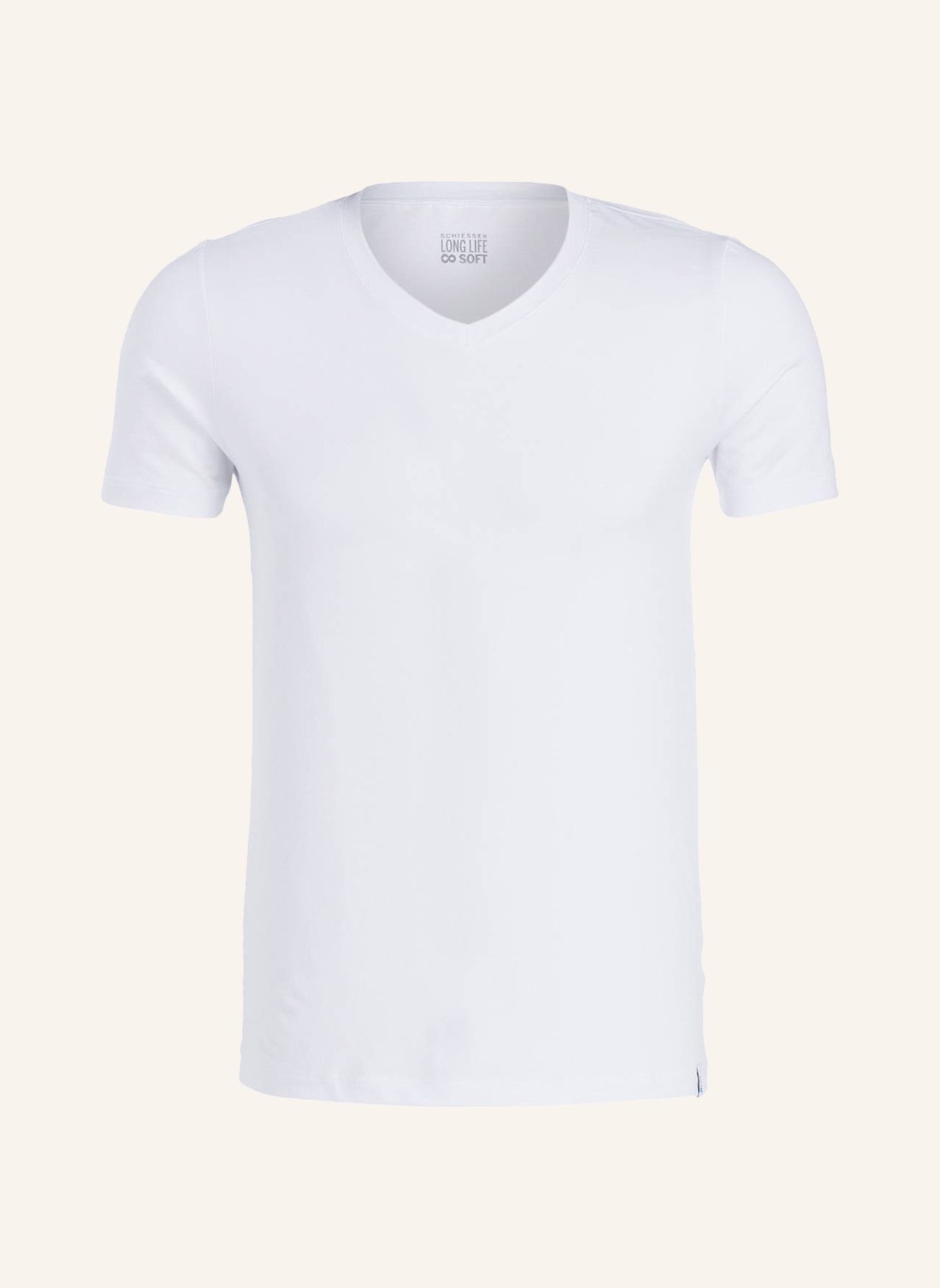 SCHIESSER V-neck shirt LONG LIFE SOFT, Color: WHITE (Image 1)