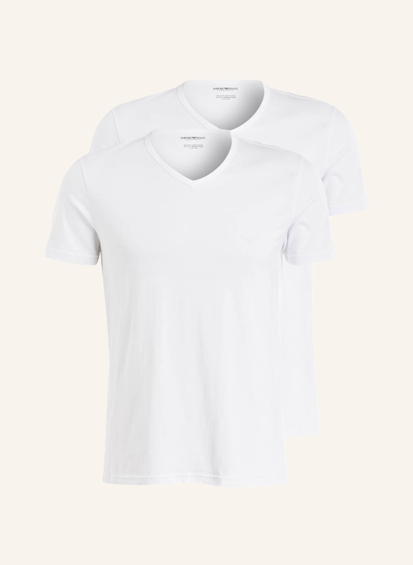 EMPORIO ARMANI 2-pack V-neck shirts, Color: WHITE (Image 1)