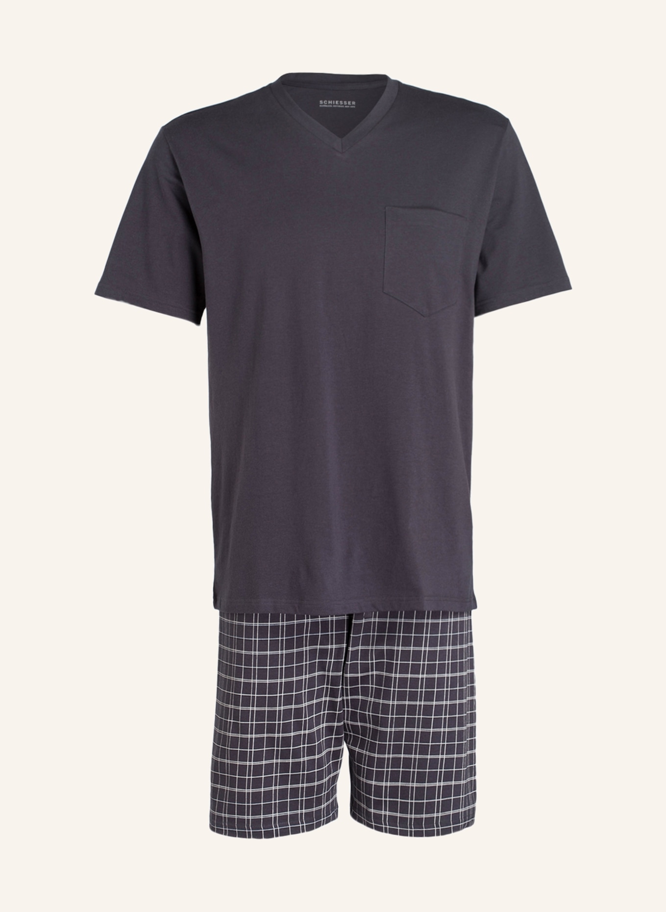 SCHIESSER Shorty-Schlafanzug EBONY , Farbe: ANTHRAZIT (Bild 1)
