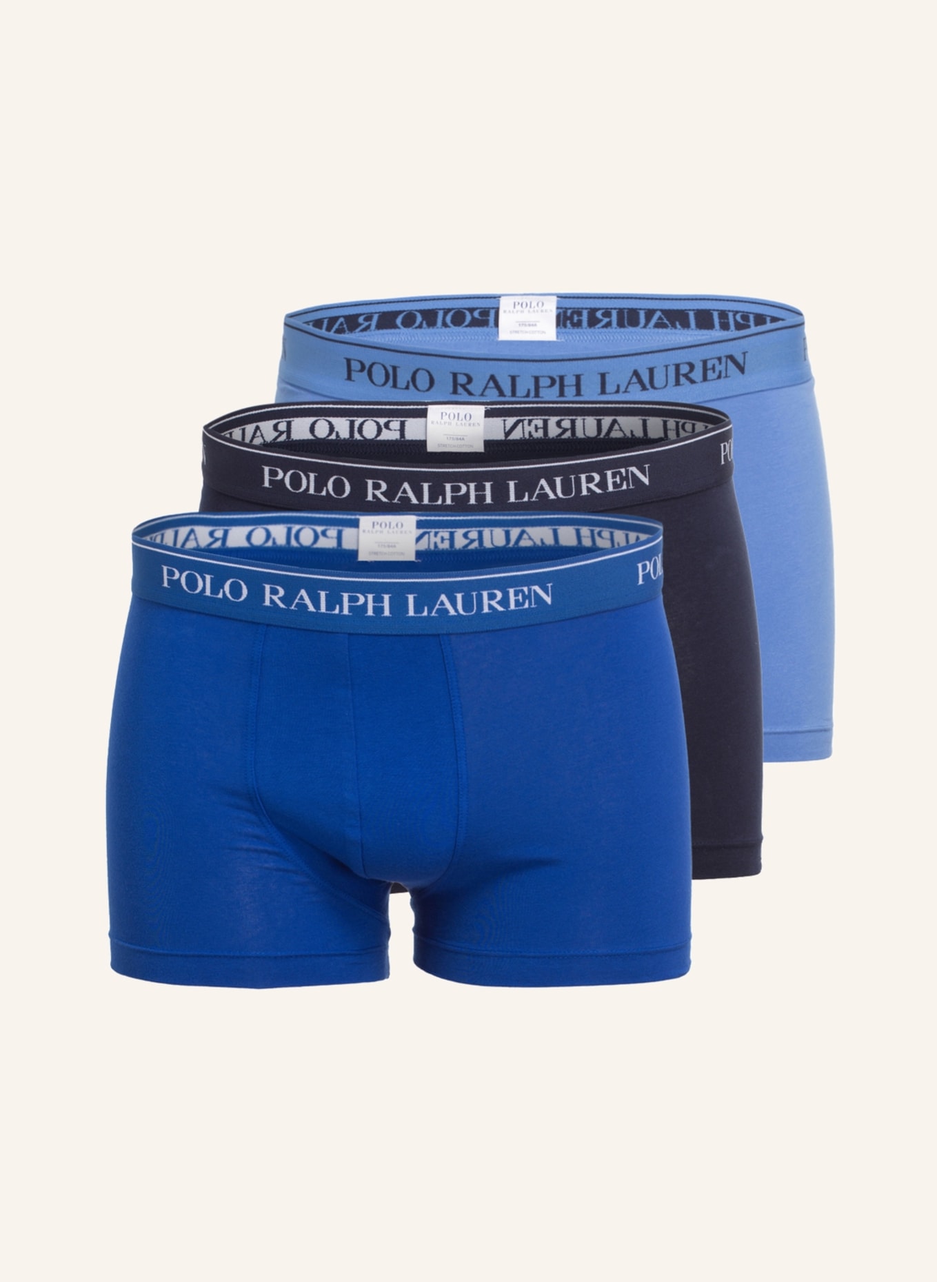 POLO RALPH LAUREN 3er-Pack Boxershorts, Farbe: DUNKELBLAU/ BLAU/ HELLBLAU (Bild 1)