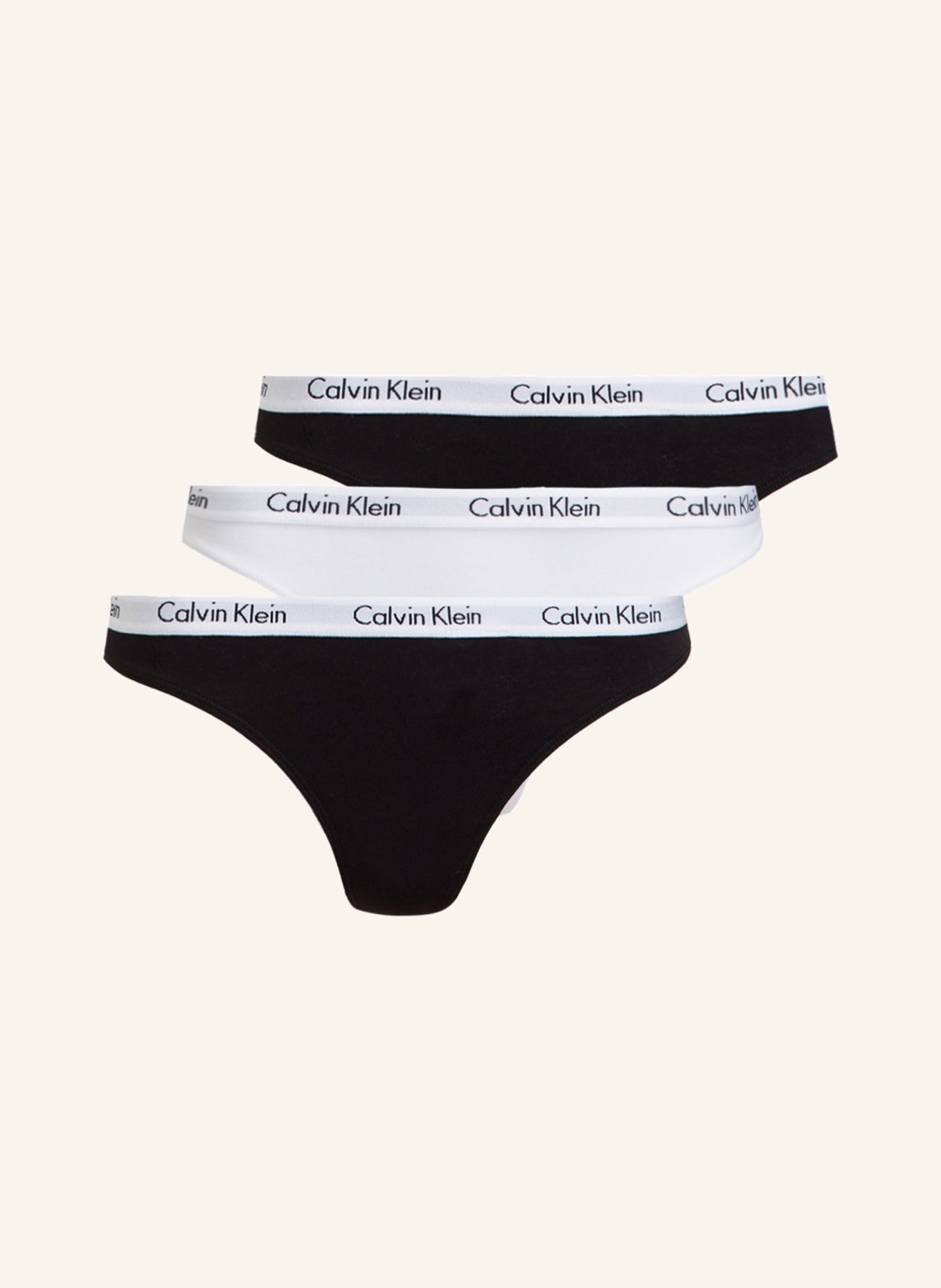 Calvin Klein Tangové kalhotky String CAROUSEL, 3 kusy v balení, Barva: ČERNÁ/ BÍLÁ (Obrázek 1)