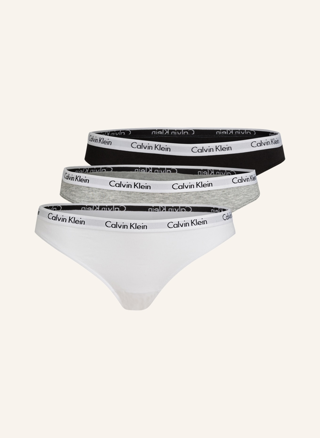 Calvin Klein Kalhotky CAROUSEL, 3 kusy v balení, Barva: ČERNÁ/ ŠEDÁ/ BÍLÁ (Obrázek 1)
