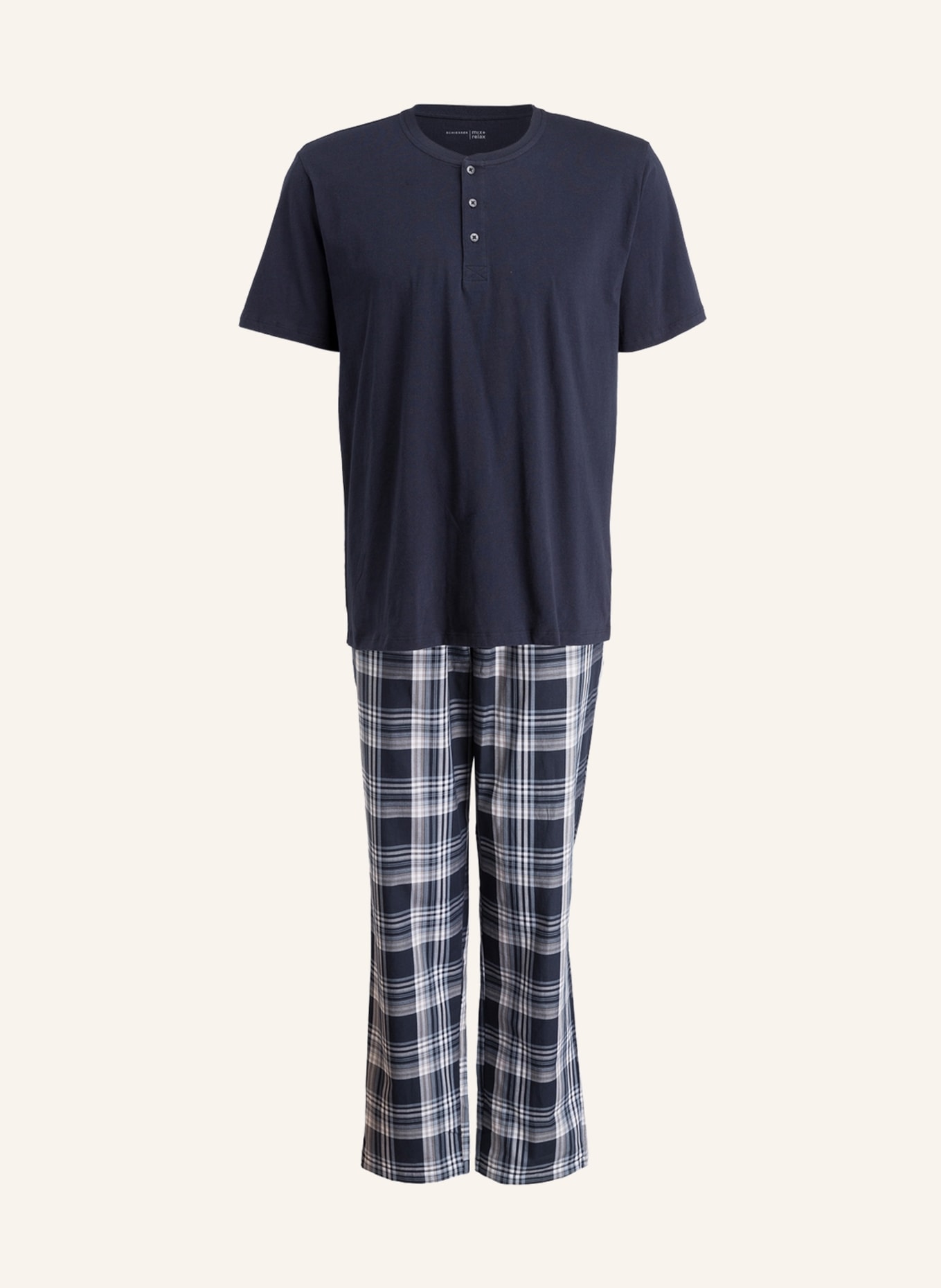 SCHIESSER Pyžamová košile MIX+RELAX, Barva: TMAVĚ MODRÁ (Obrázek 4)