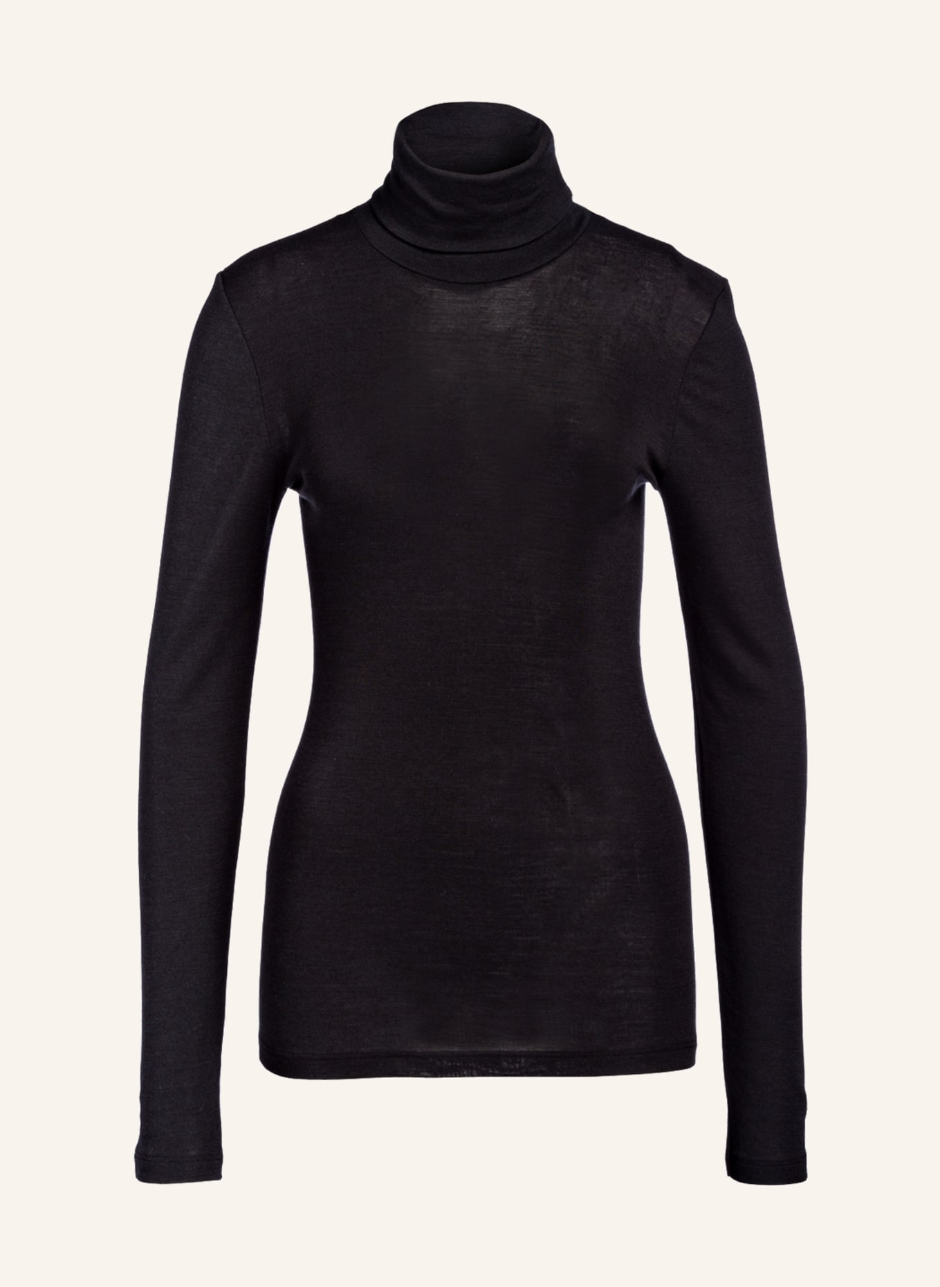 HANRO Turtleneck shirt WOOLEN SILK made of merino wool with silk, Color: BLACK (Image 1)