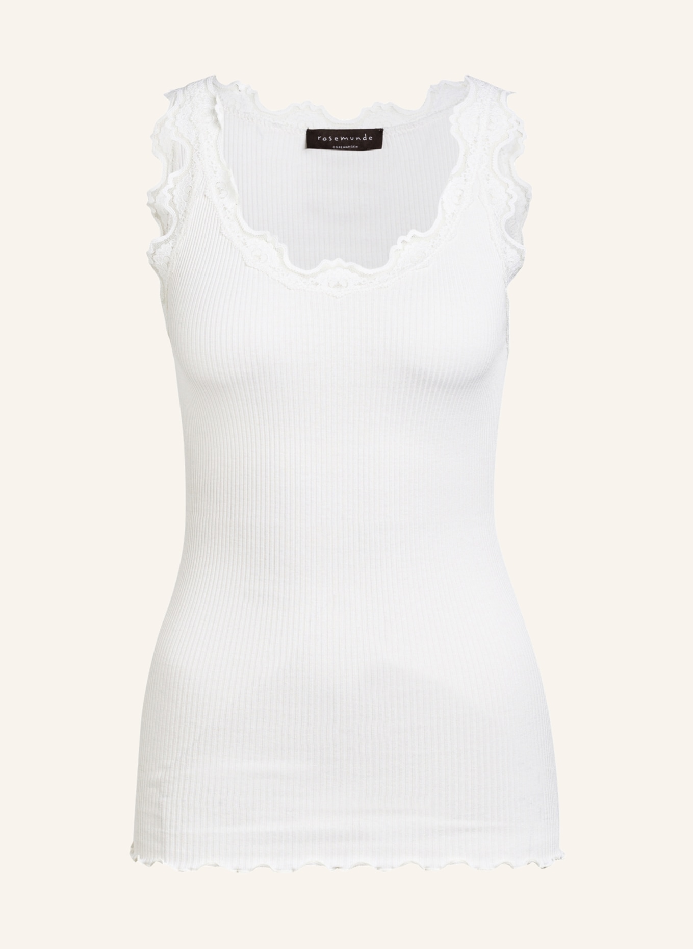 rosemunde Silk top BABETTE with lace, Color: WHITE (Image 1)