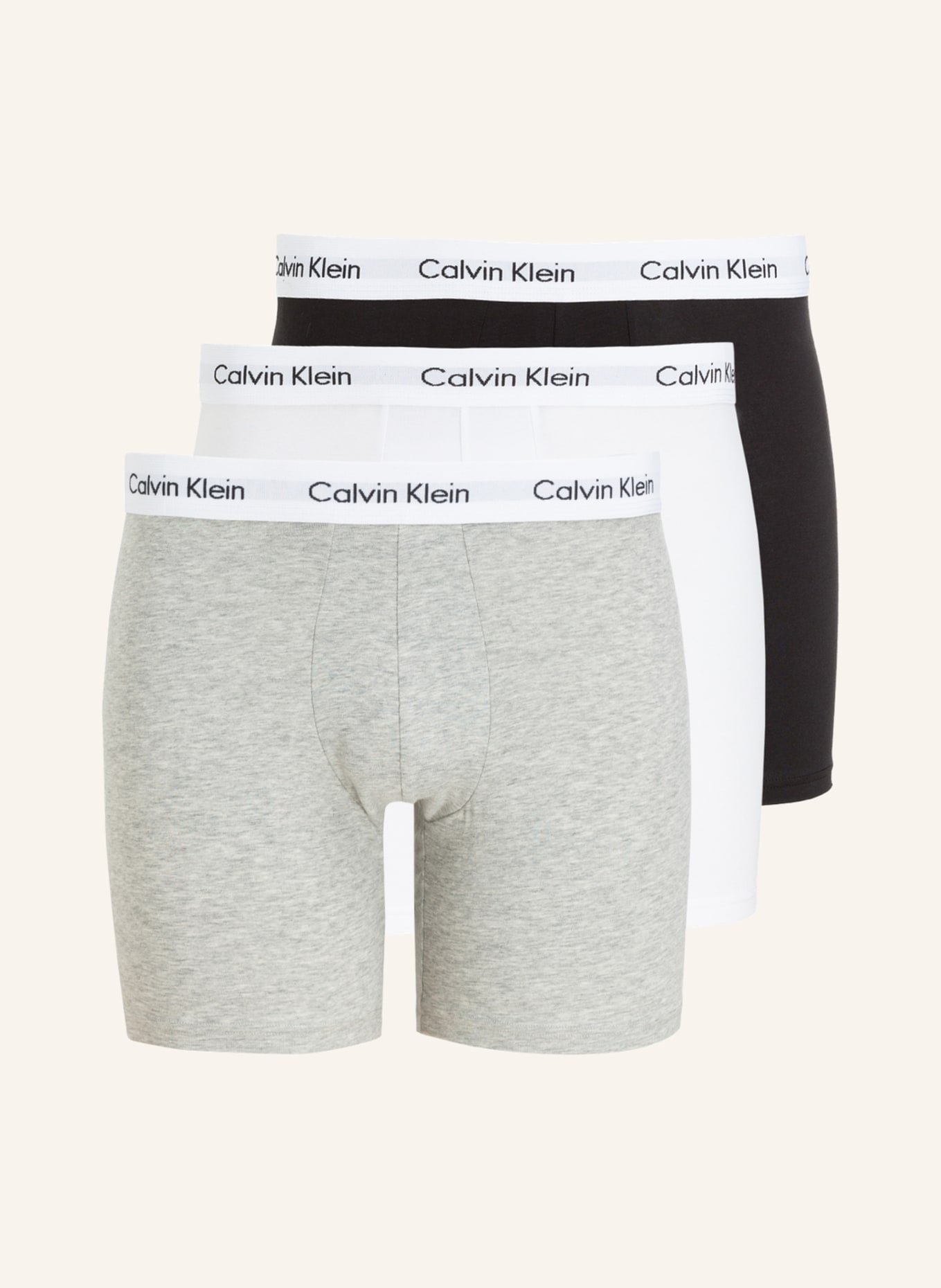 Calvin Klein 3er-Pack Boxershorts COTTON STRETCH, Farbe: SCHWARZ/ WEISS/ GRAU MELIERT (Bild 1)