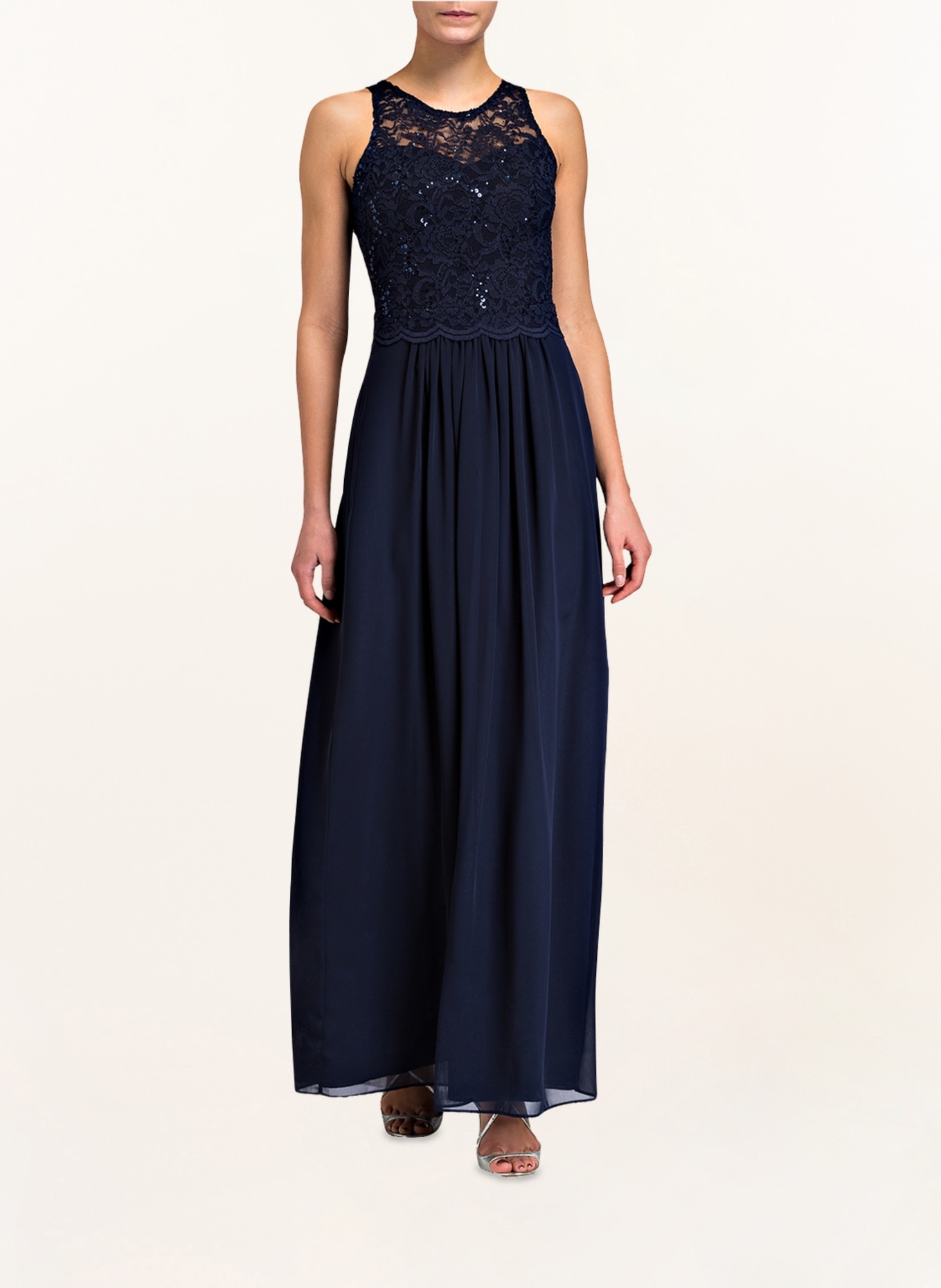 SWING Evening dress with sequin trim, Color: MARINE (Image 2)