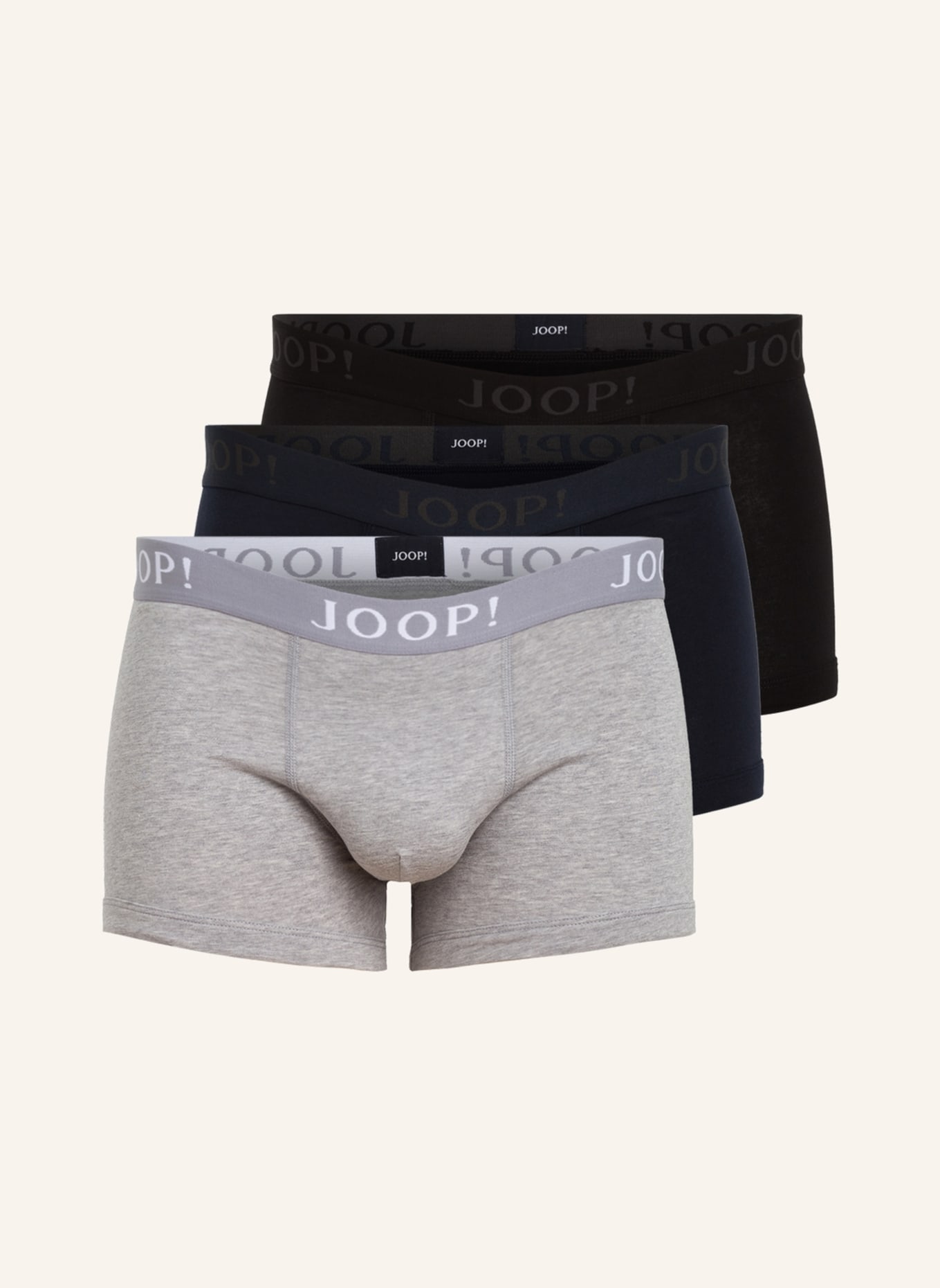 JOOP! 3er-Pack Boxershorts, Farbe: GRAU/ DUNKELBLAU/ SCHWARZ (Bild 1)