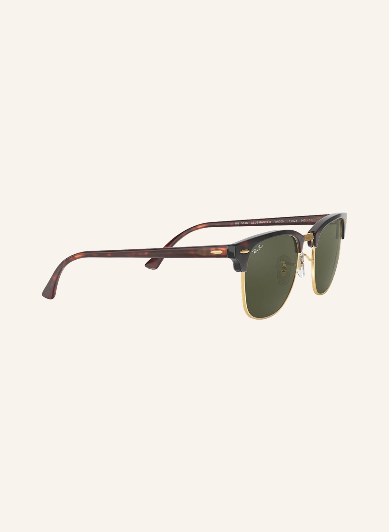 Ray-Ban Sunglasses RB3016 CLUBMASTER, Color: W0366 - HAVANA/GOLD/DARK GREEN (Image 3)