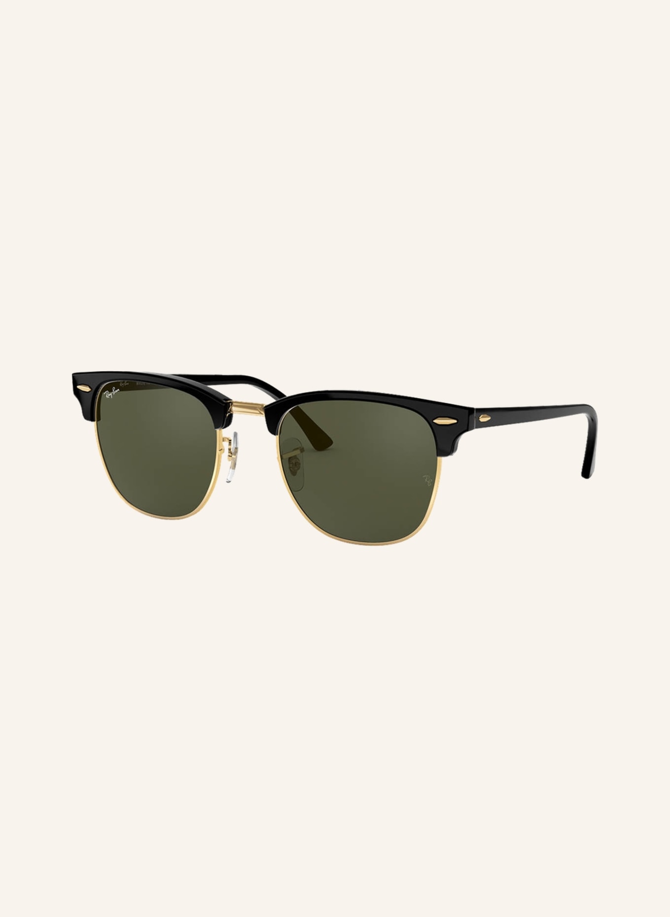 Ray-Ban Sunglasses RB3016 CLUBMASTER, Color: W0365 - BLACK/GOLD / DARK GREEN (Image 1)