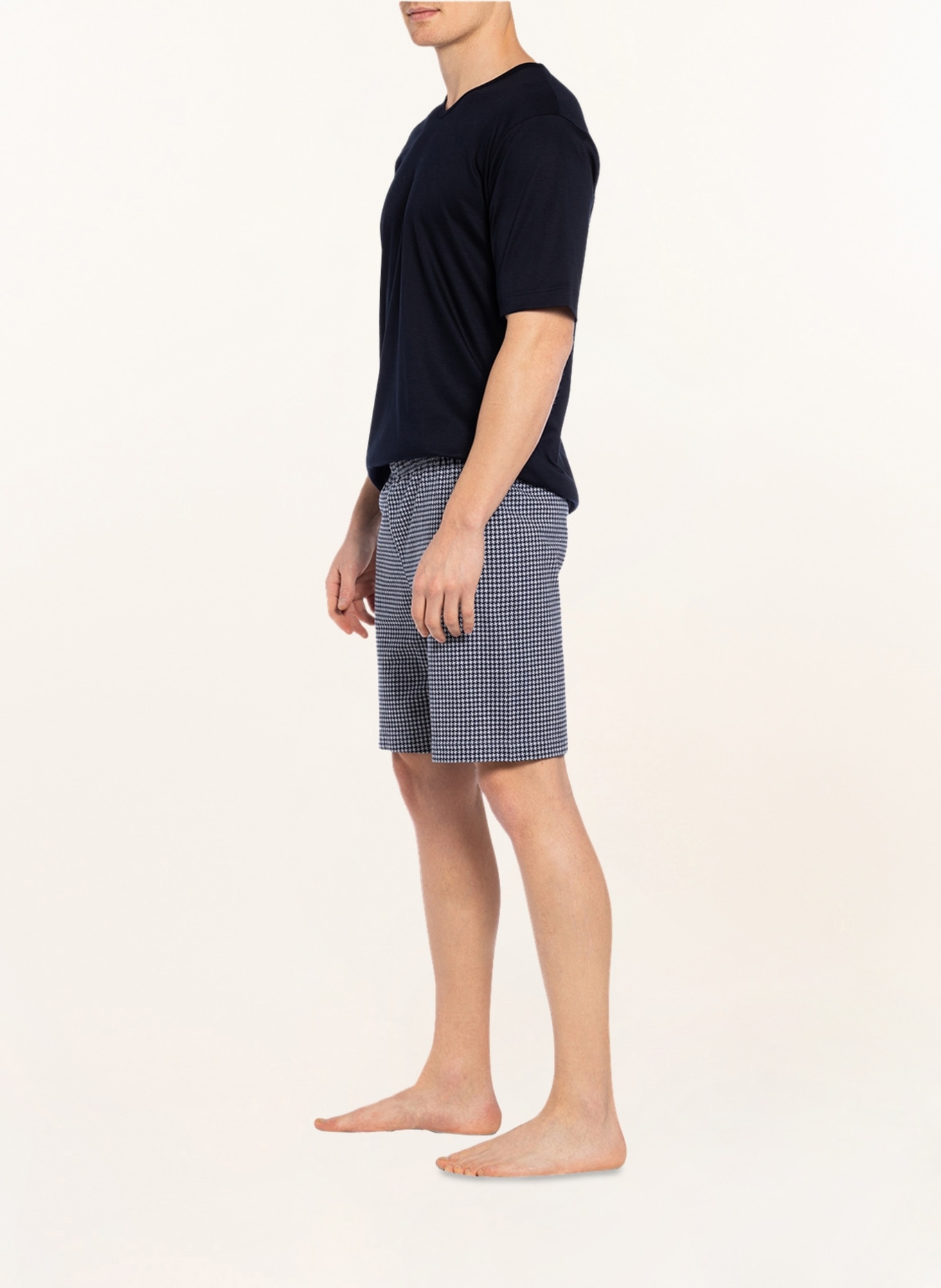 mey Pajama shorts, Color: DARK BLUE/ LIGHT GRAY (Image 4)