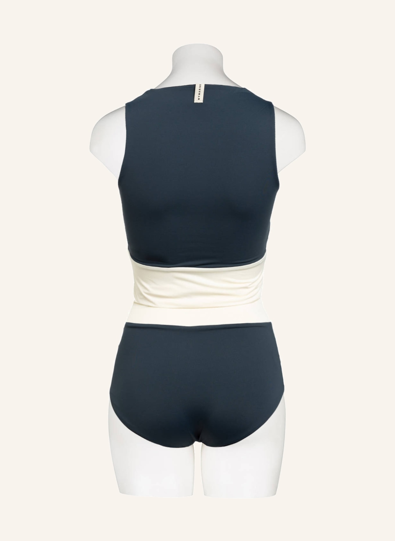 MYMARINI High waist bikini bottoms SURFSHORTS reversible , Color: BLACK/ DARK GRAY/ CREAM (Image 4)