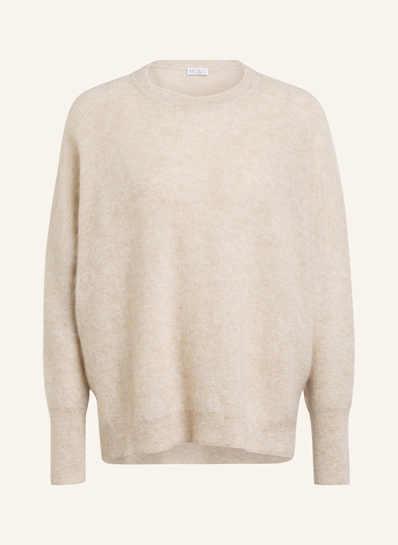 BRUNELLO CUCINELLI Sweter oversize z błyszczącą przędzą, Kolor: KREMOWY (Obrazek 1)