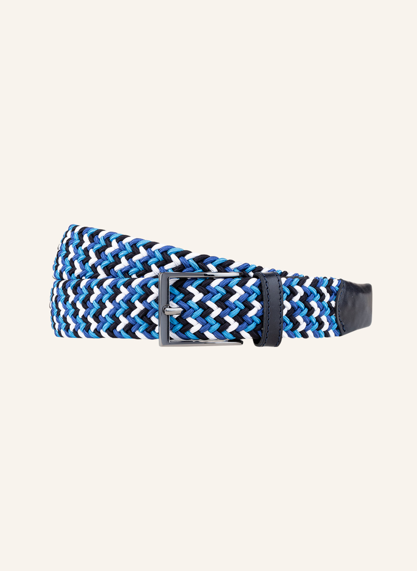 STROKESMAN'S Braided belt , Color: BLUE/ BLACK/ WHITE (Image 1)