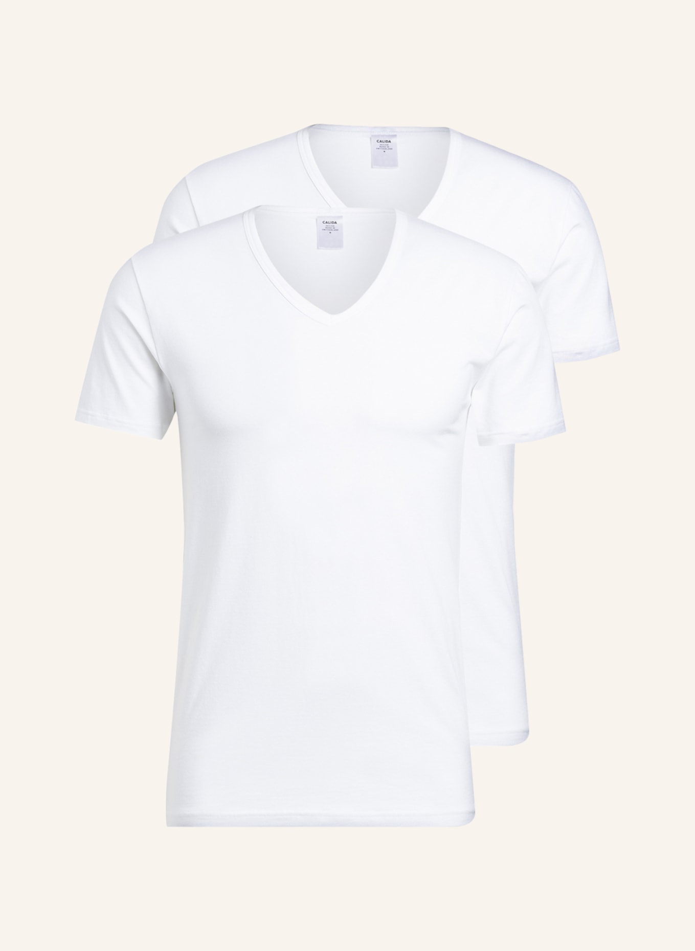CALIDA 2er-Pack V-Shirts NATURAL BENEFIT in weiss