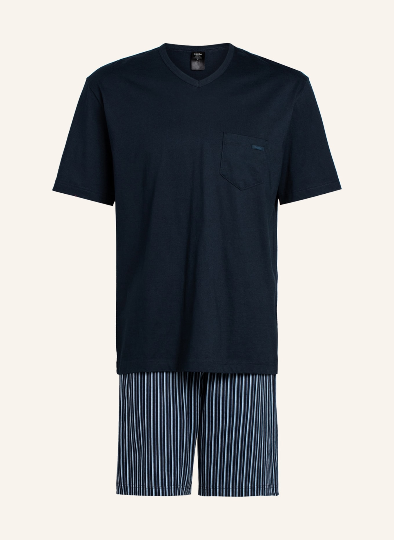CALIDA Shorty-Schlafanzug RELAX IMPRINT, Farbe: DUNKELBLAU/ HELLBLAU (Bild 1)