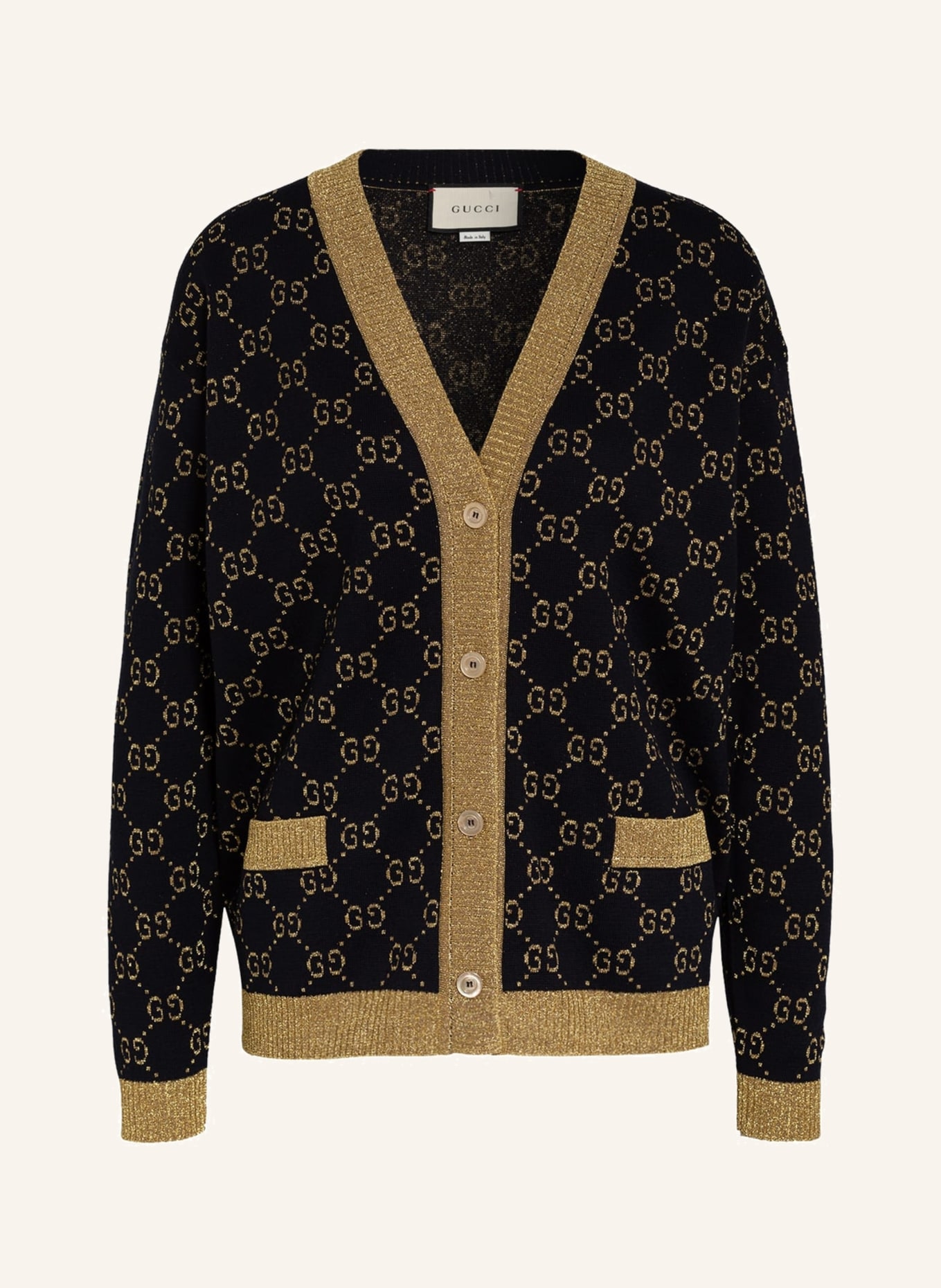 GUCCI Cardigan GG with glitter thread, Color: DARK BLUE/ GOLD (Image 1)