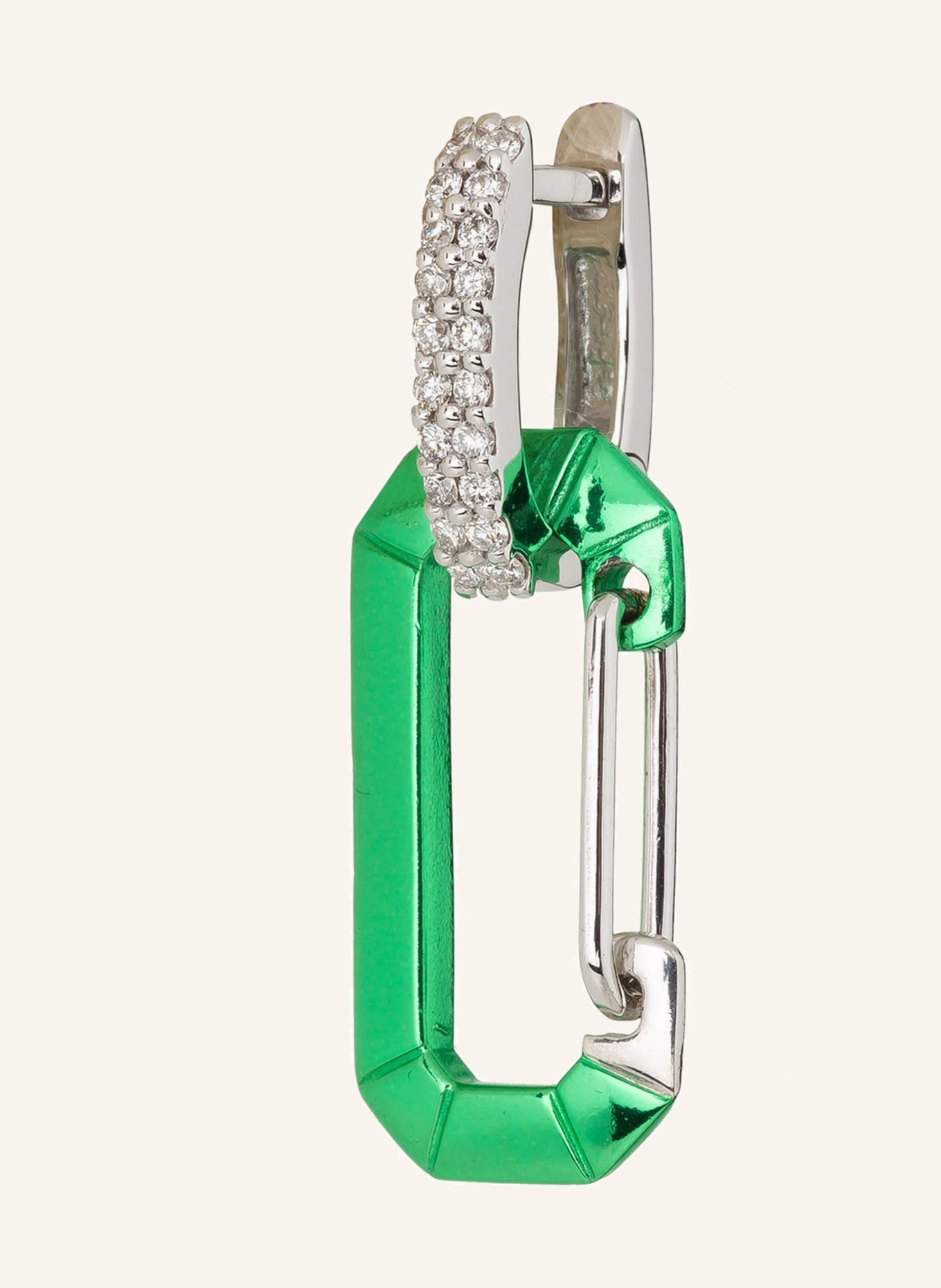 EÉRA Earrings CHIARA SMALL with diamonds, Color: SILVER/ GREEN (Image 1)