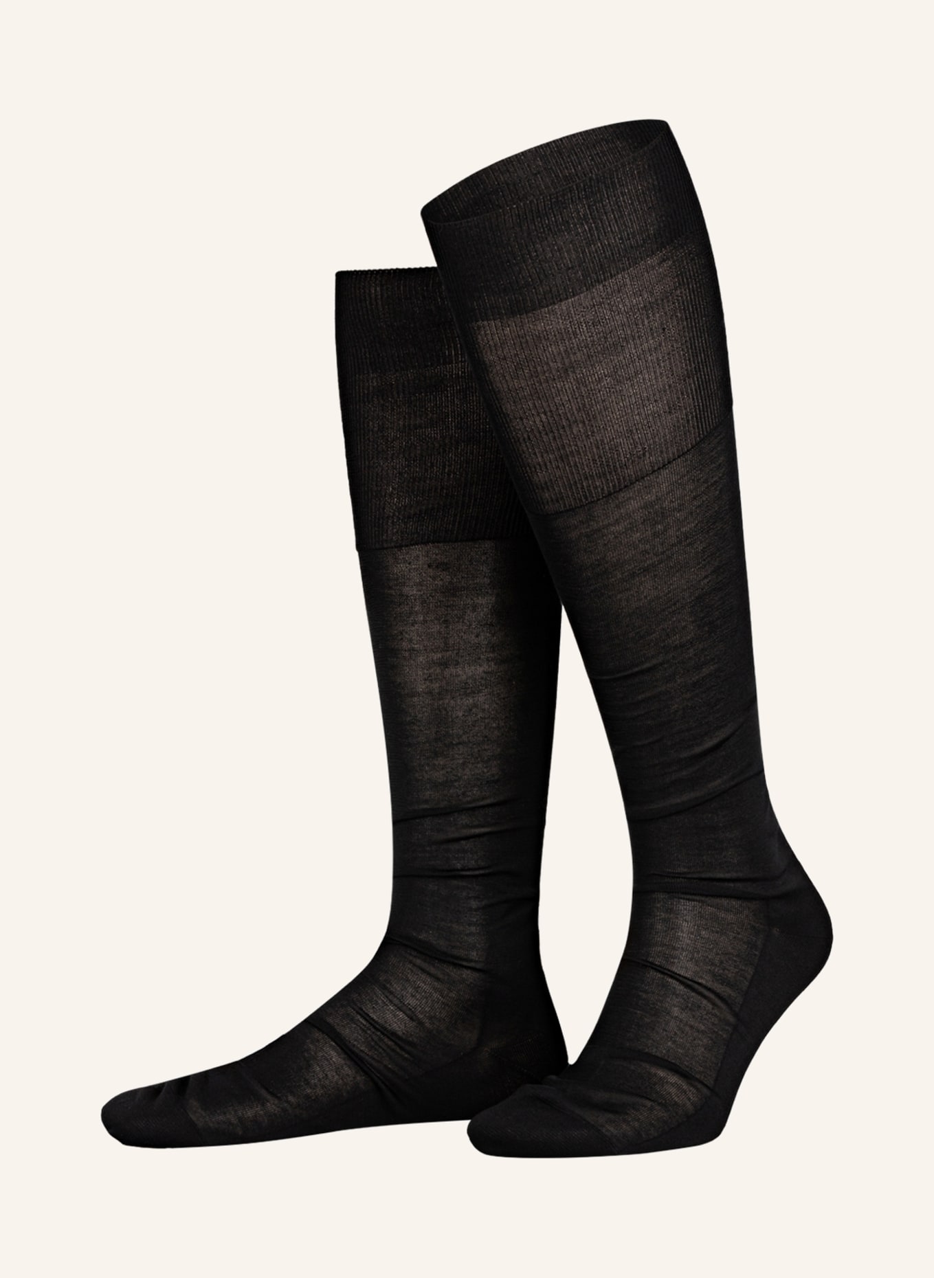 FALKE Knee high stockings LUXURY NO. 4 made of silk, Color: 3000 BLACK (Image 1)