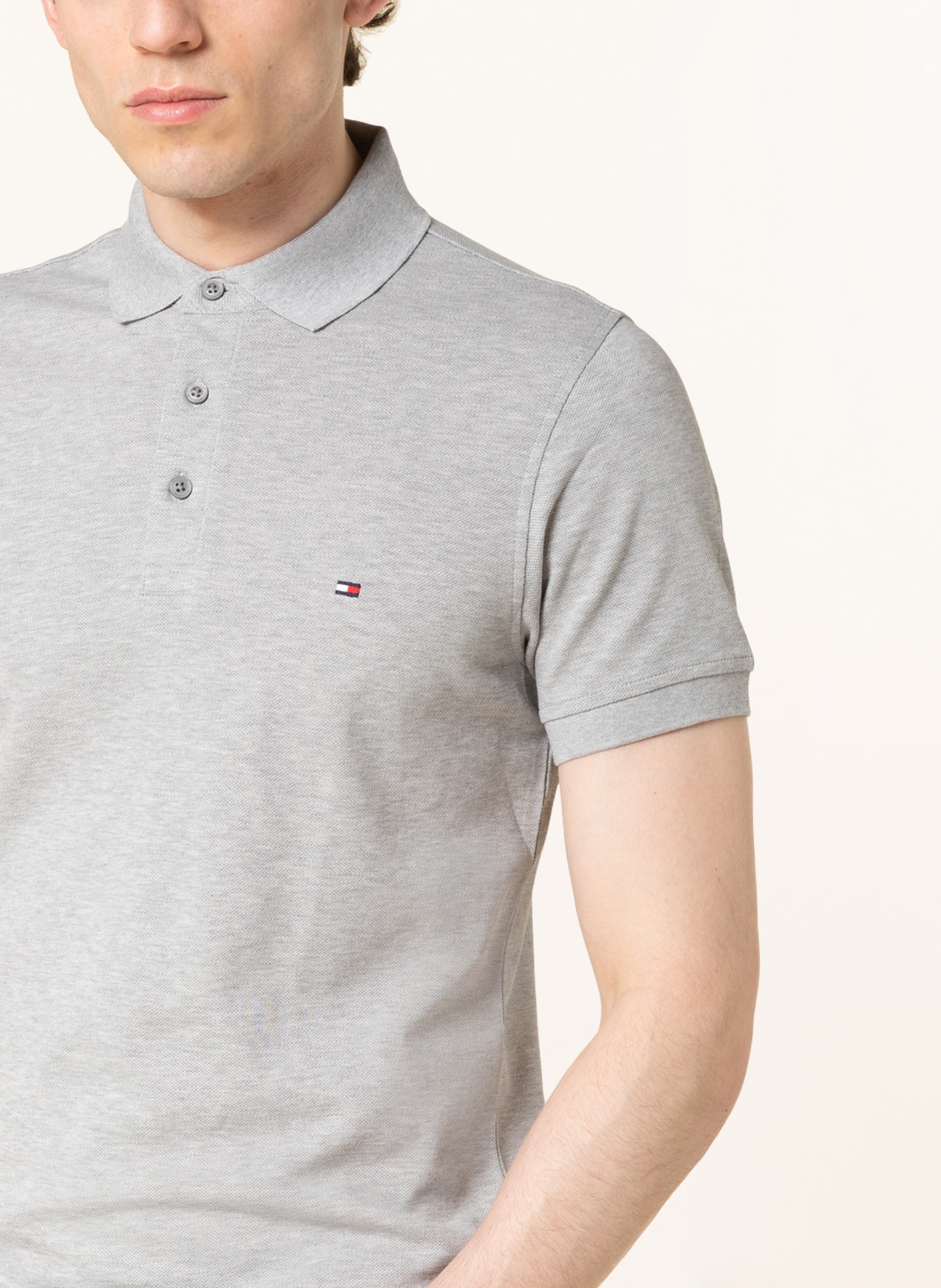 TOMMY HILFIGER Piqué polo shirt slim fit, Color: GRAY (Image 4)