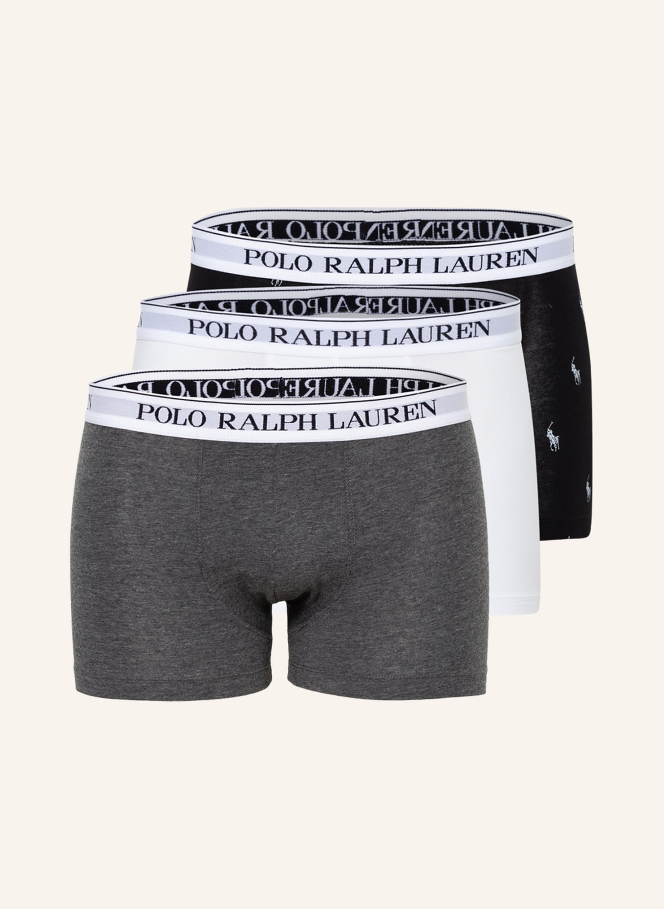 POLO RALPH LAUREN 3er-Pack Boxershorts , Farbe: GRAU/ WEISS/ SCHWARZ (Bild 1)