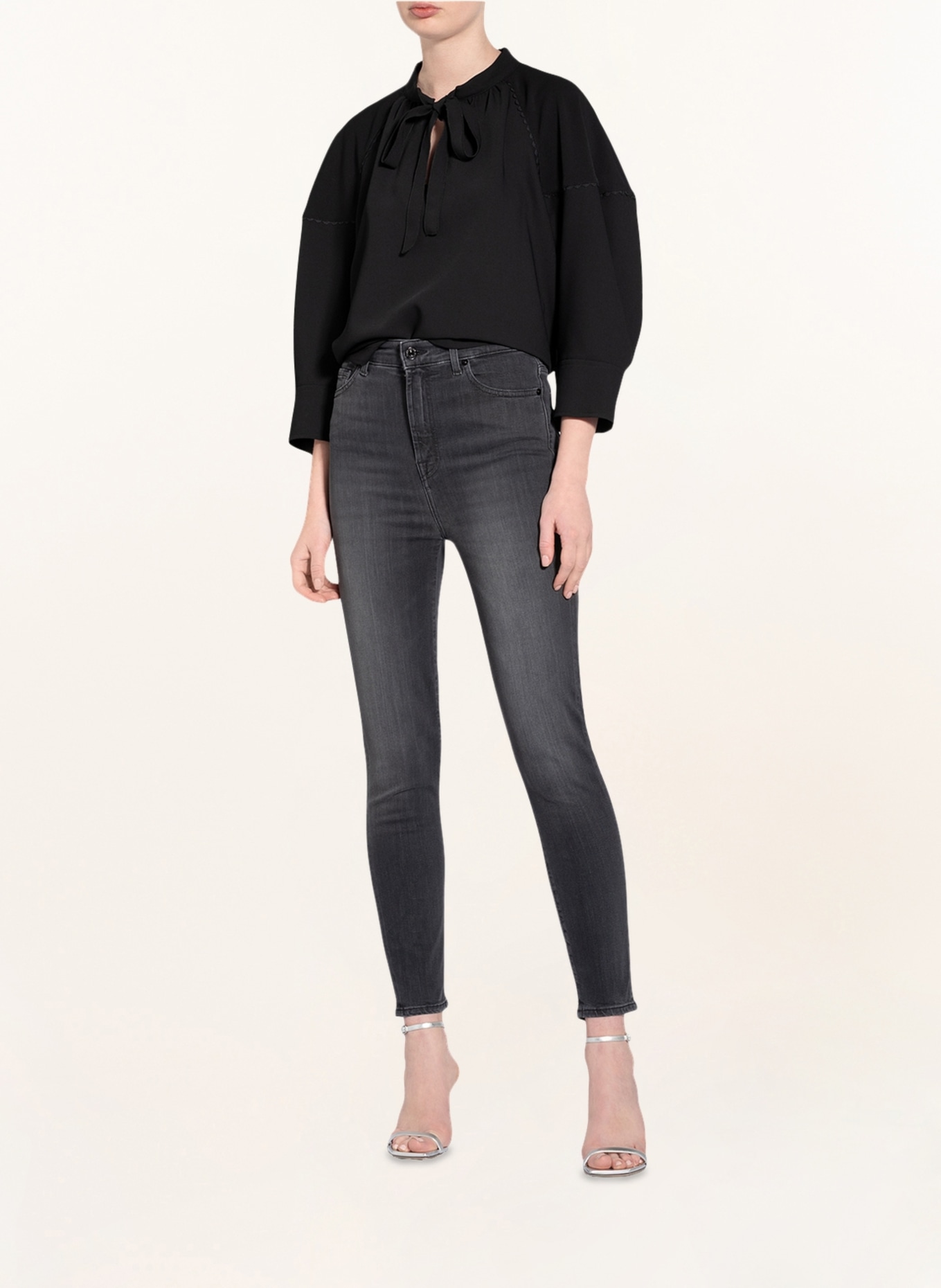 7 For All Mankind Skinny Slim Illusion Luxe Jeans, Rinse Black at
