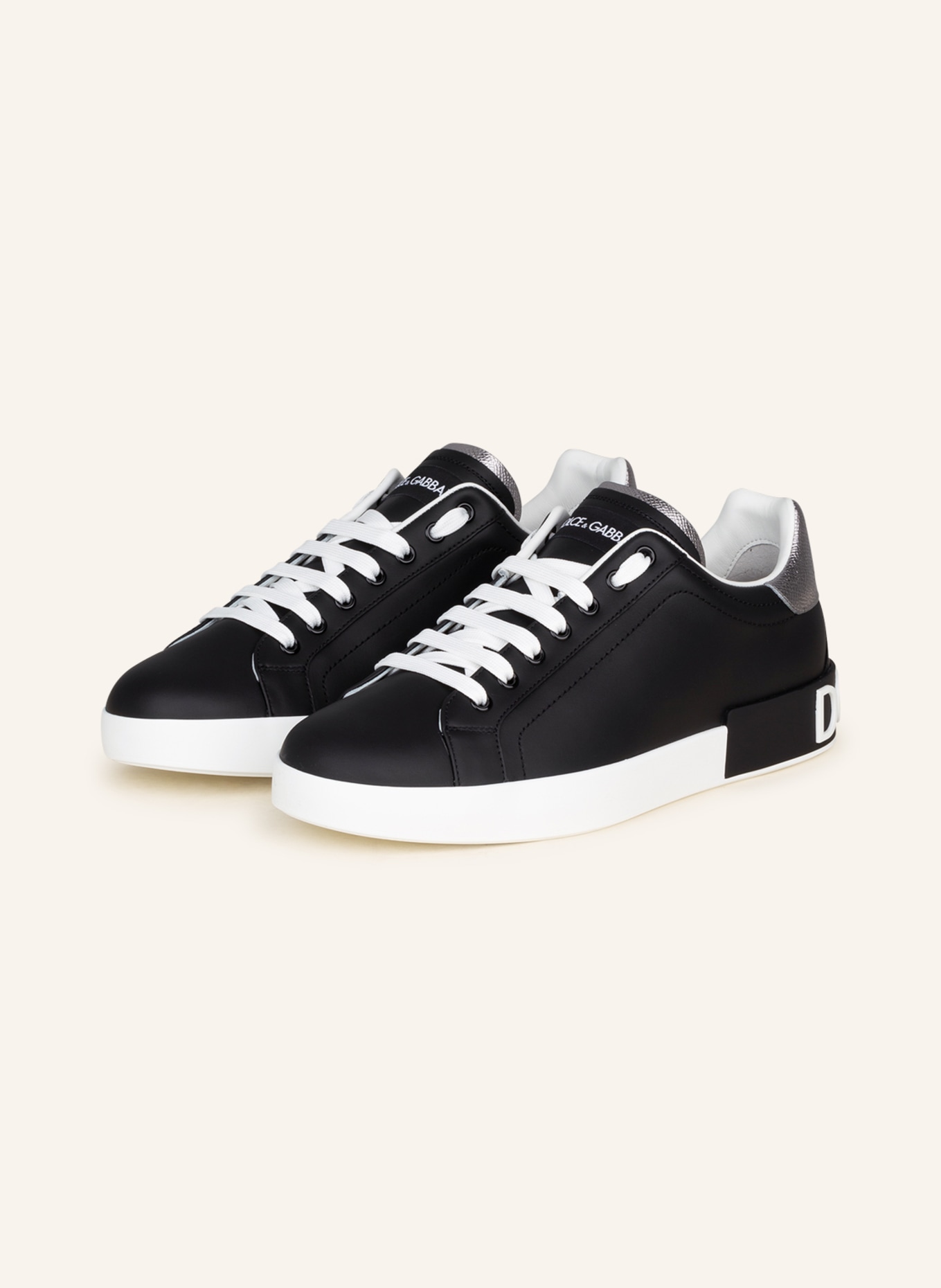 DOLCE & GABBANA Sneakers PORTOFINO, Color: BLACK/ SILVER (Image 1)