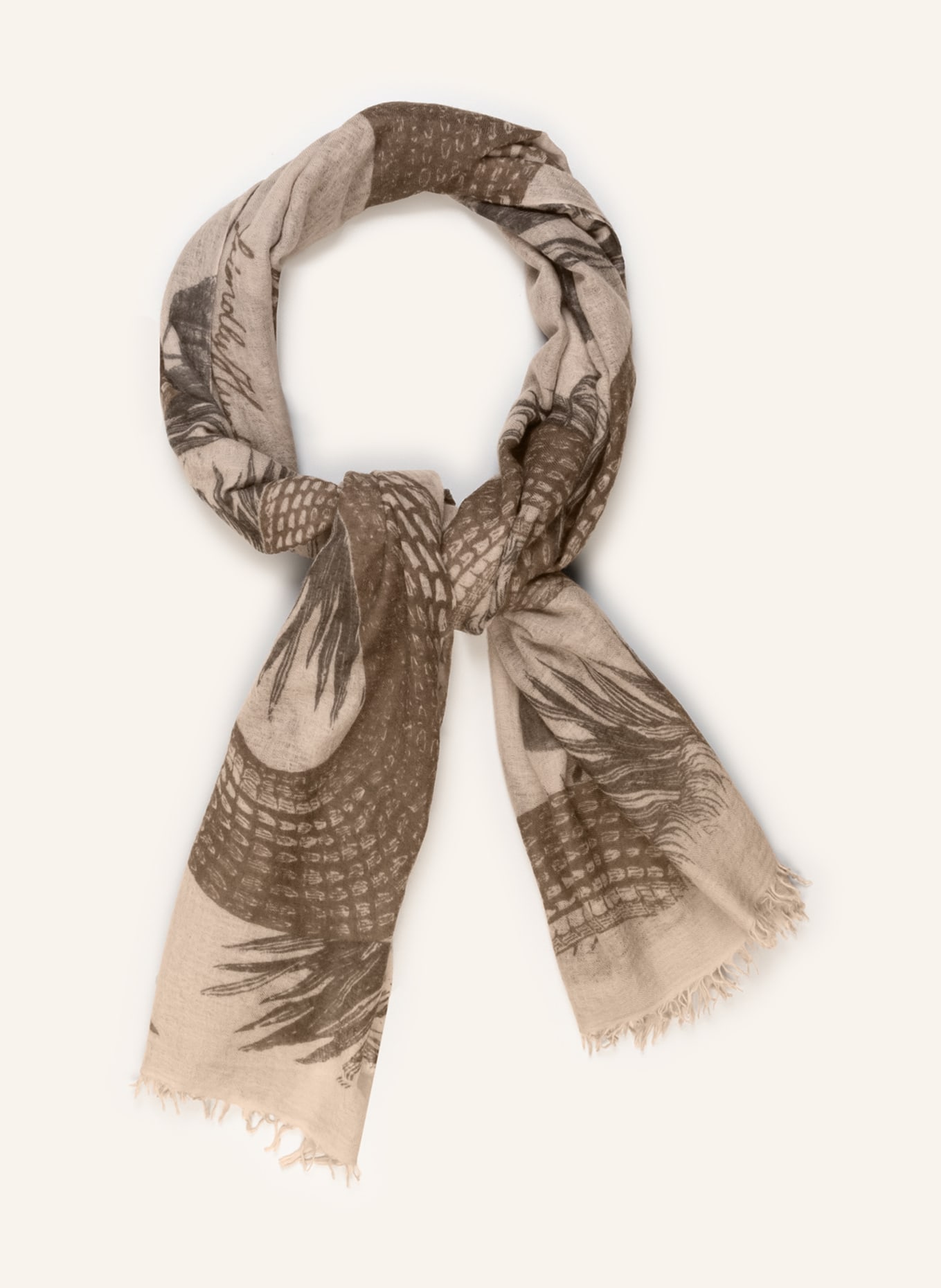 friendly hunting Cashmere scarf GARDEN EDEN, Color: TAUPE/ BEIGE/ LIGHT GRAY (Image 2)
