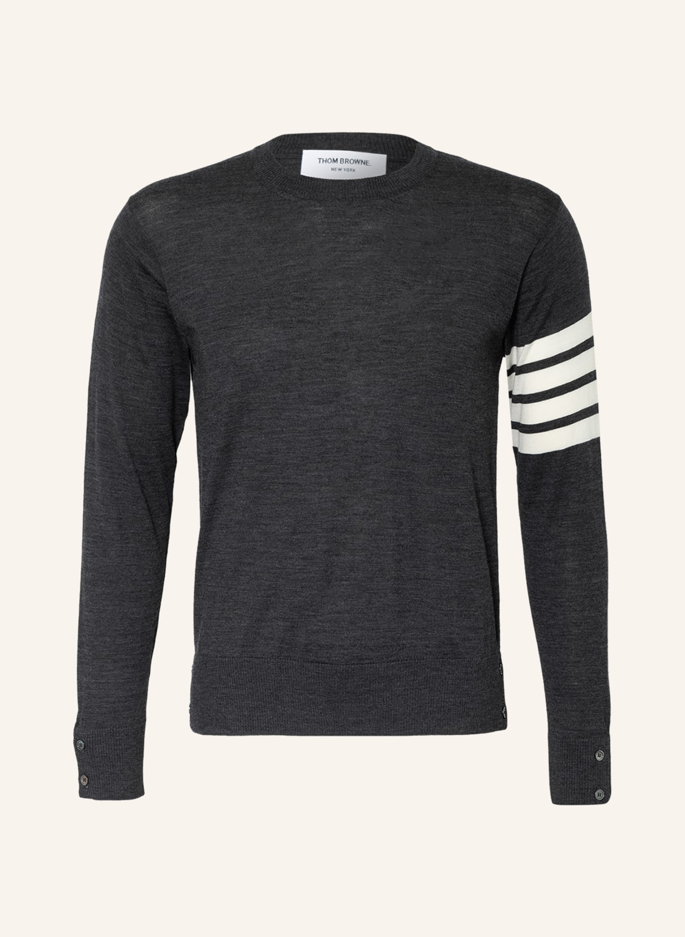 THOM BROWNE. Sweater, Color: DARK GRAY/ WHITE (Image 1)