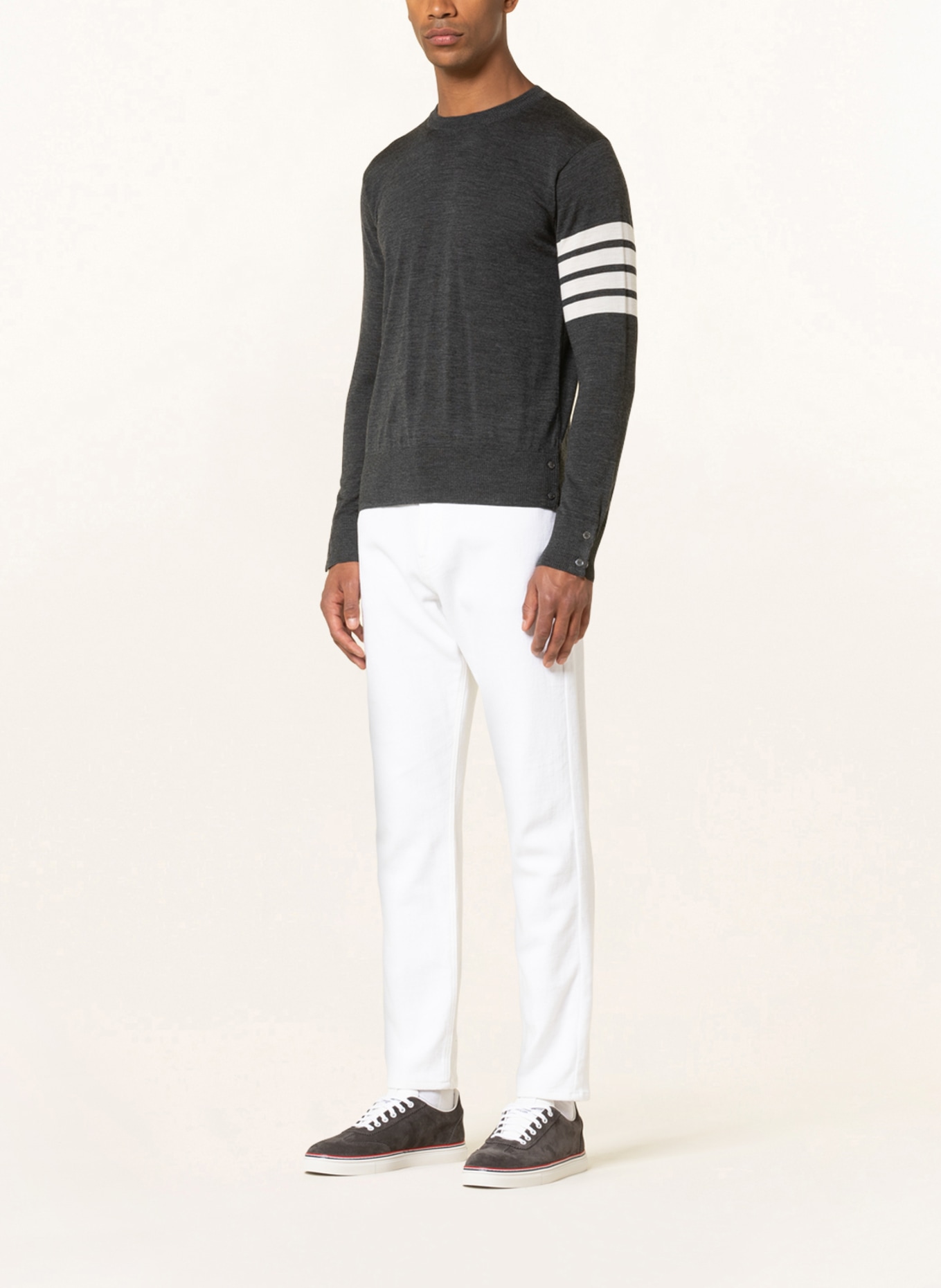 THOM BROWNE. Sweater, Color: DARK GRAY/ WHITE (Image 2)