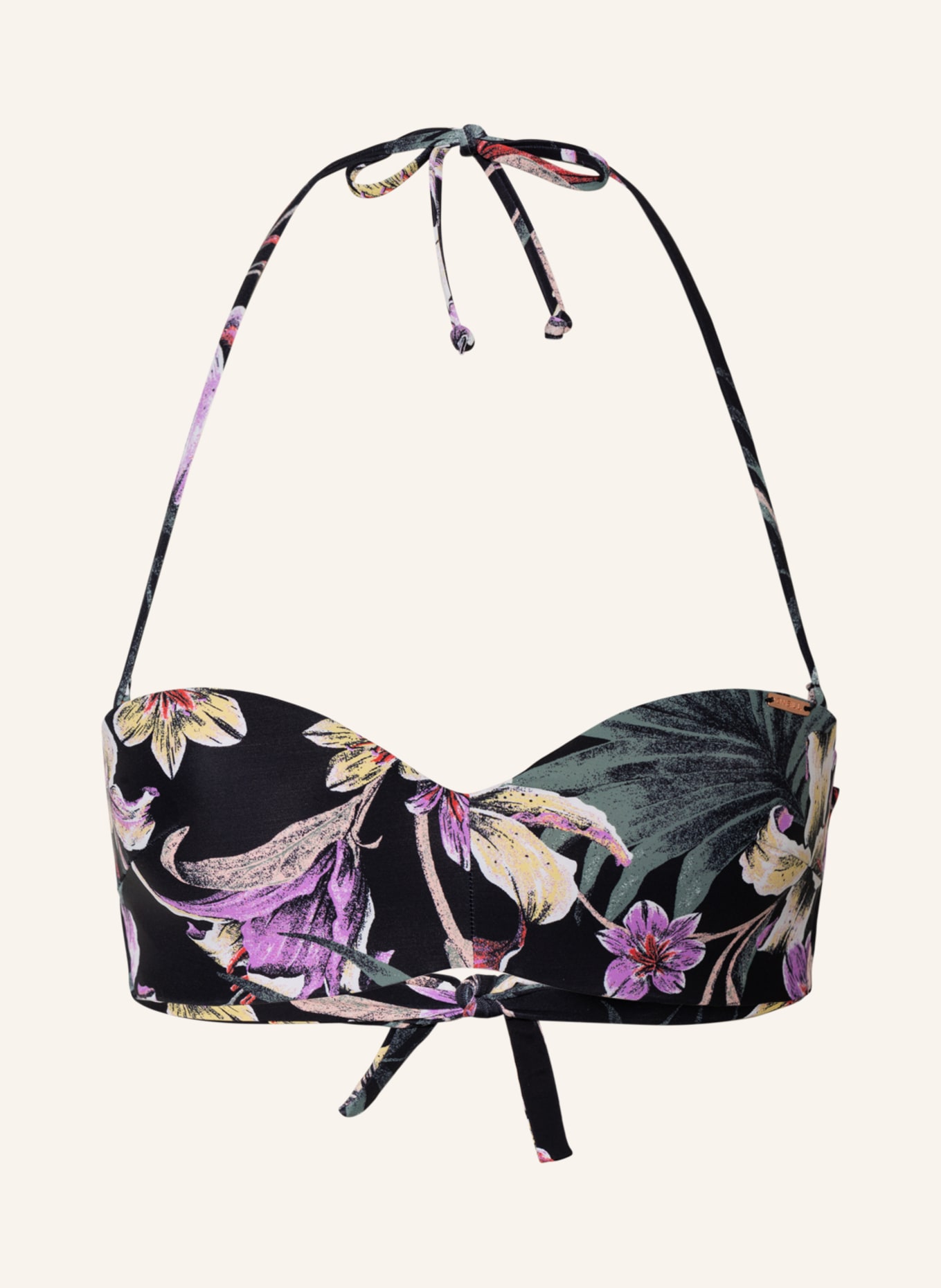 O'NEILL Bandeau bikini top HAVAA , Color: BLACK/ PURPLE/ LIGHT YELLOW (Image 1)