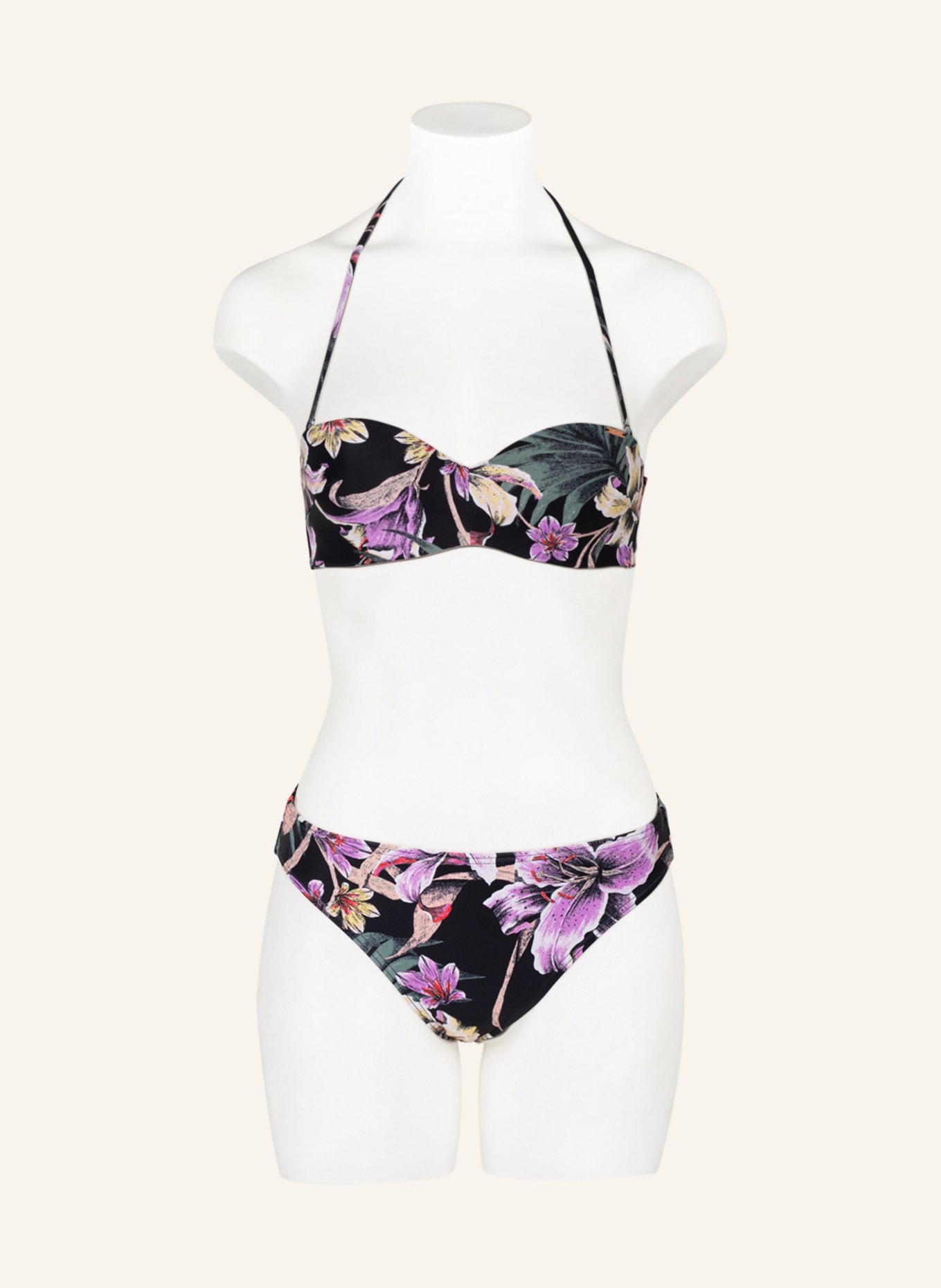 O'NEILL Bandeau bikini top HAVAA , Color: BLACK/ PURPLE/ LIGHT YELLOW (Image 2)