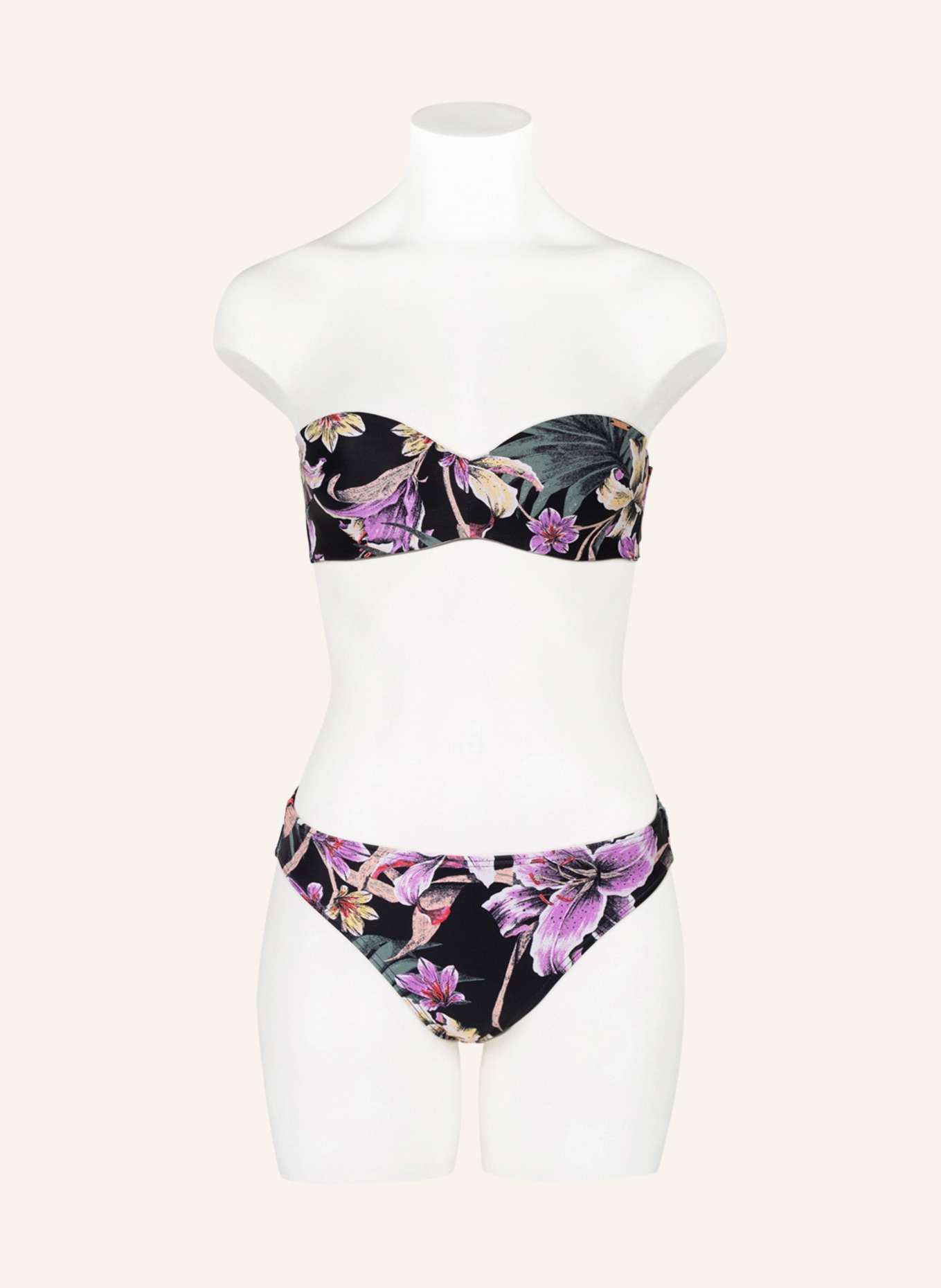 O'NEILL Bandeau bikini top HAVAA , Color: BLACK/ PURPLE/ LIGHT YELLOW (Image 4)