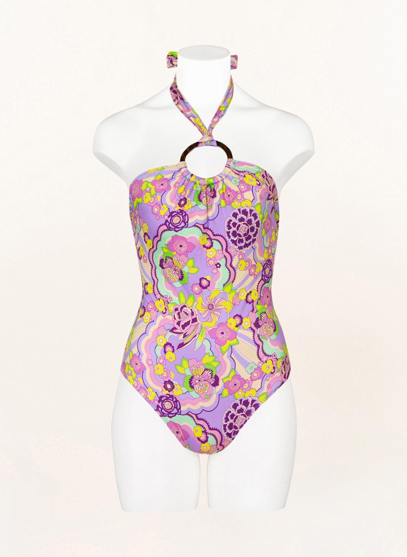 VILEBREQUIN Halter neck swimsuit RAINBOW FLOWERS, Color: LIGHT PURPLE/ FUCHSIA (Image 2)