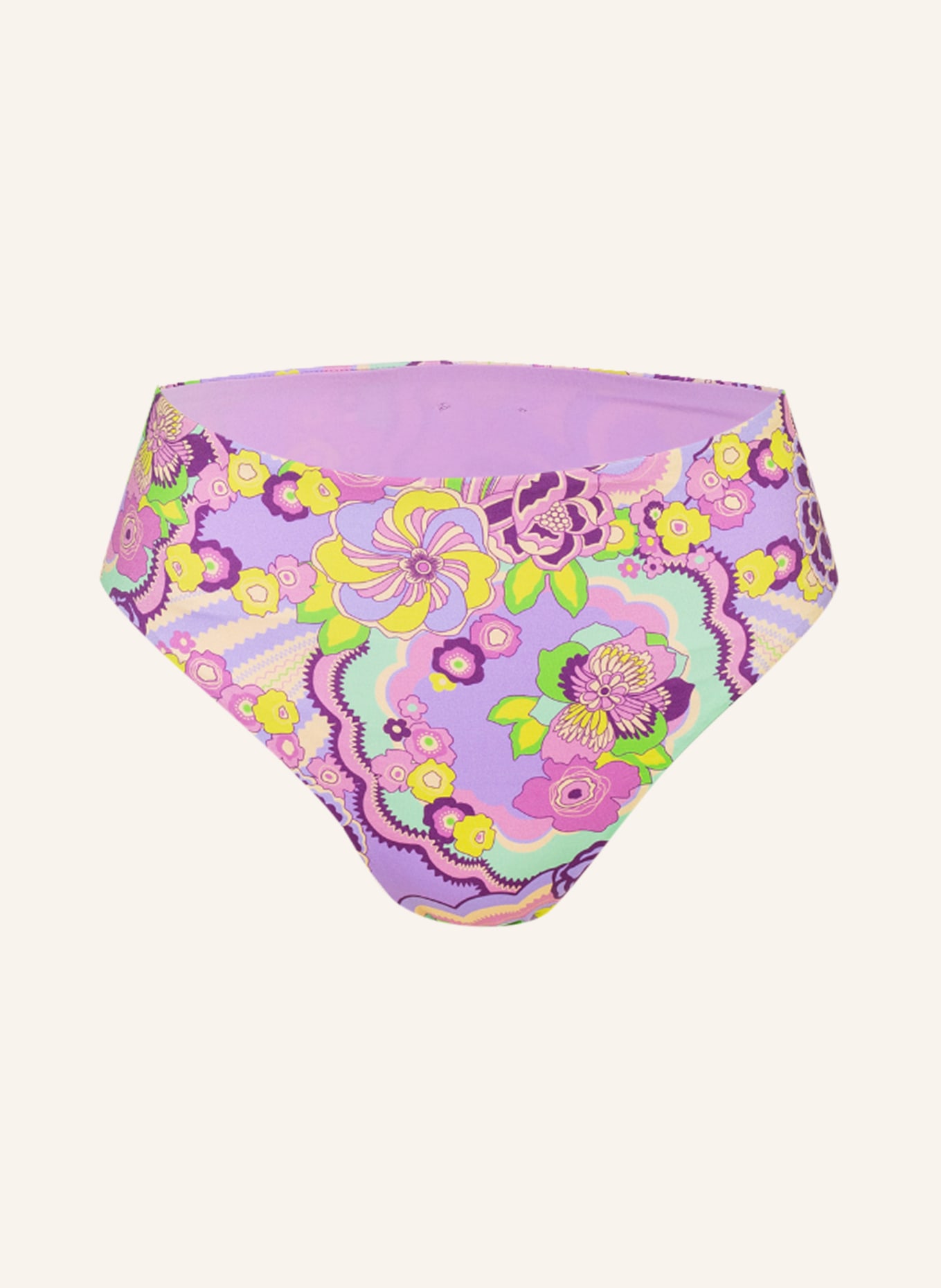 VILEBREQUIN High waist bikini bottoms RAINBOW FLOWERS LAKE, Color: LIGHT PURPLE/ LIGHT GREEN/ LIGHT YELLOW (Image 1)