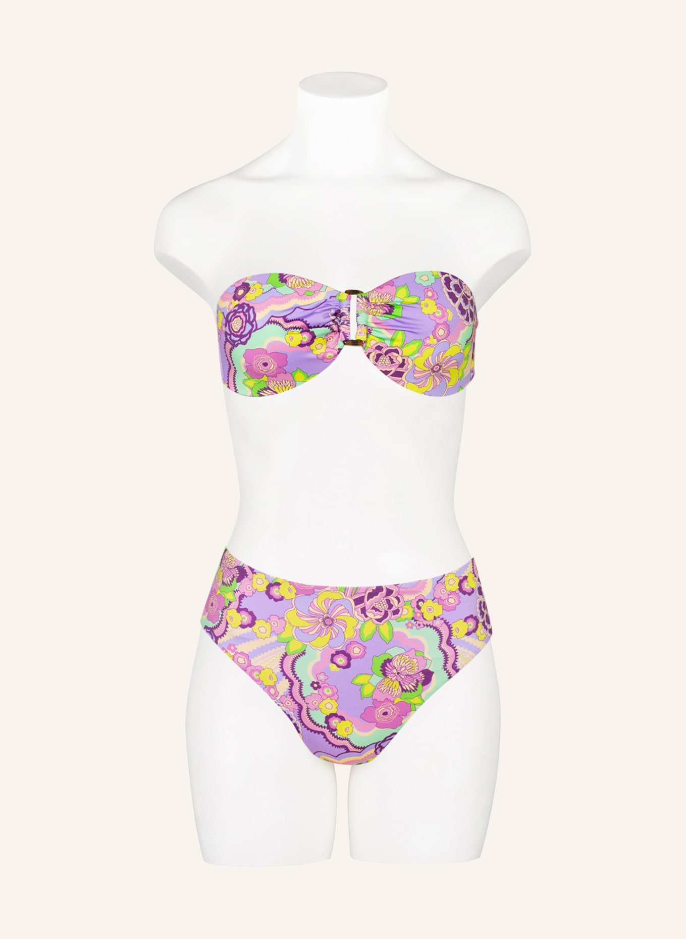 VILEBREQUIN High waist bikini bottoms RAINBOW FLOWERS LAKE, Color: LIGHT PURPLE/ LIGHT GREEN/ LIGHT YELLOW (Image 2)