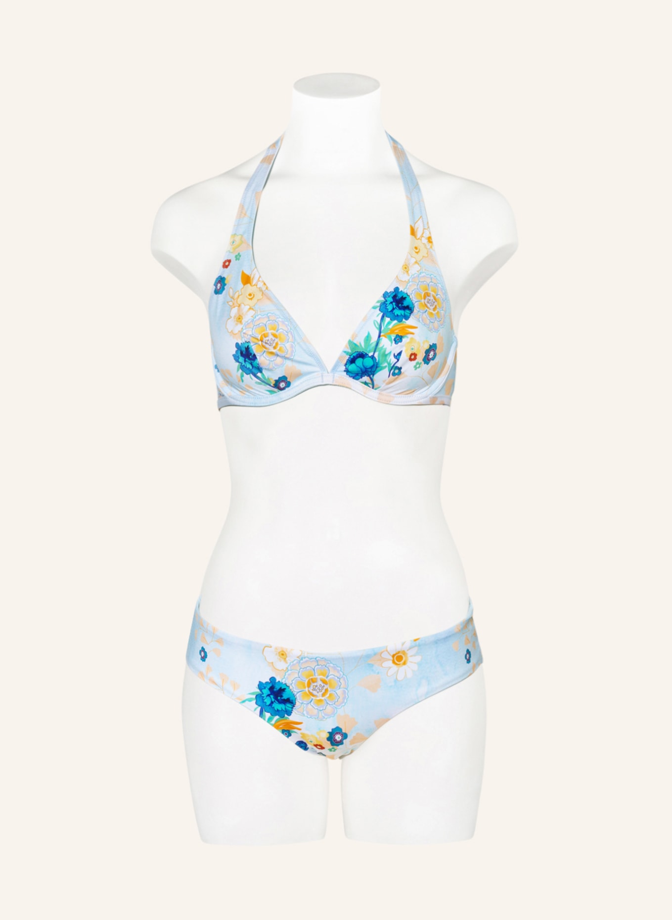 VILEBREQUIN Halter neck bikini top BELL DES CHAMPS FAITH, Color: LIGHT BLUE/ DARK YELLOW/ TURQUOISE (Image 2)