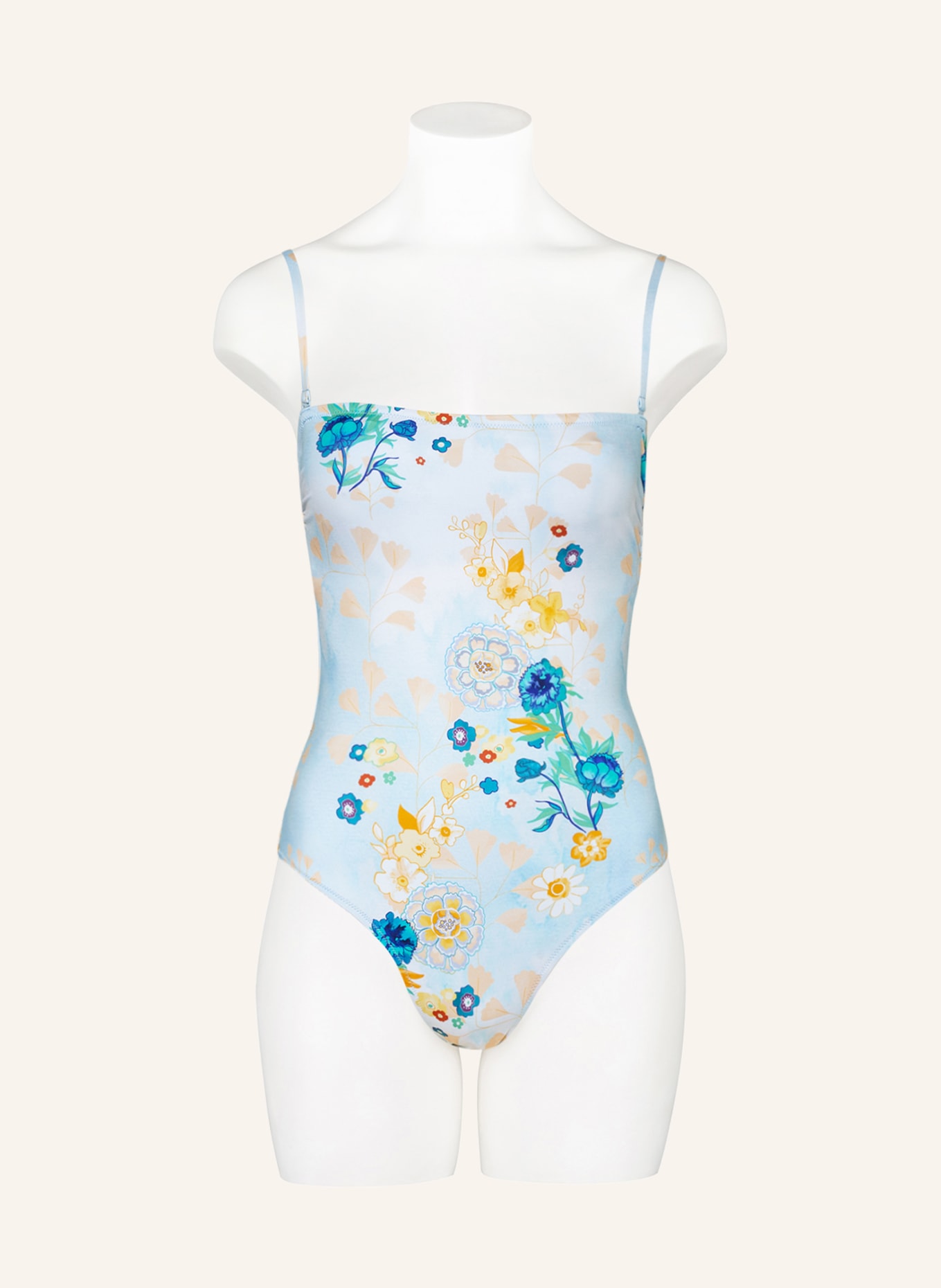 VILEBREQUIN Bandeau swimsuit BELLE DES CHAMPS, Color: LIGHT BLUE/ LIGHT ORANGE/ TEAL (Image 2)