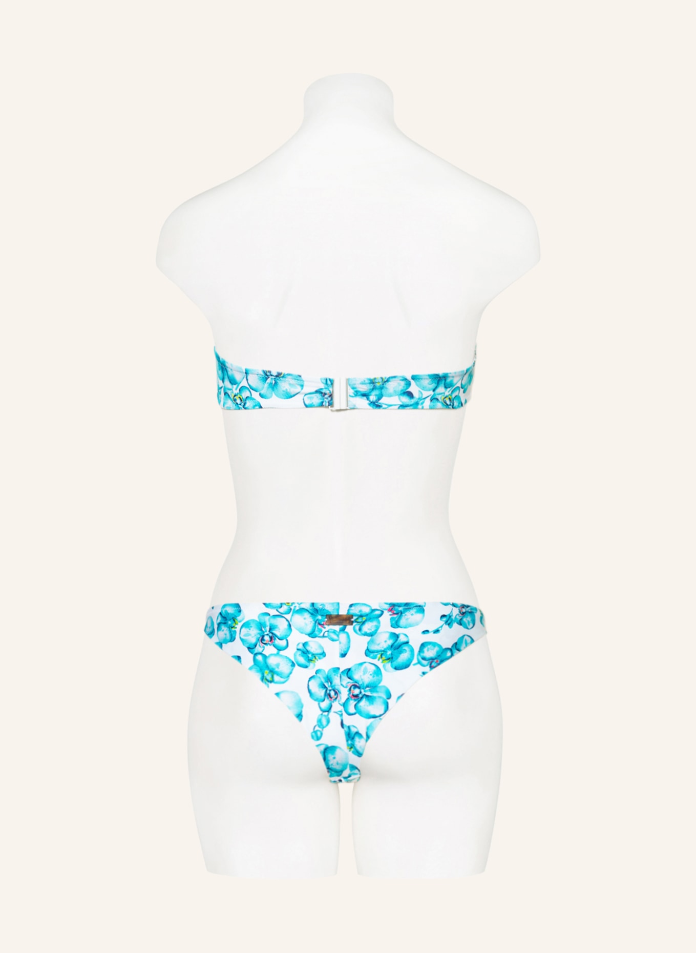 VILEBREQUIN Bandeau bikini top ORCHIDEES LUNE , Color: WHITE/ TURQUOISE (Image 3)
