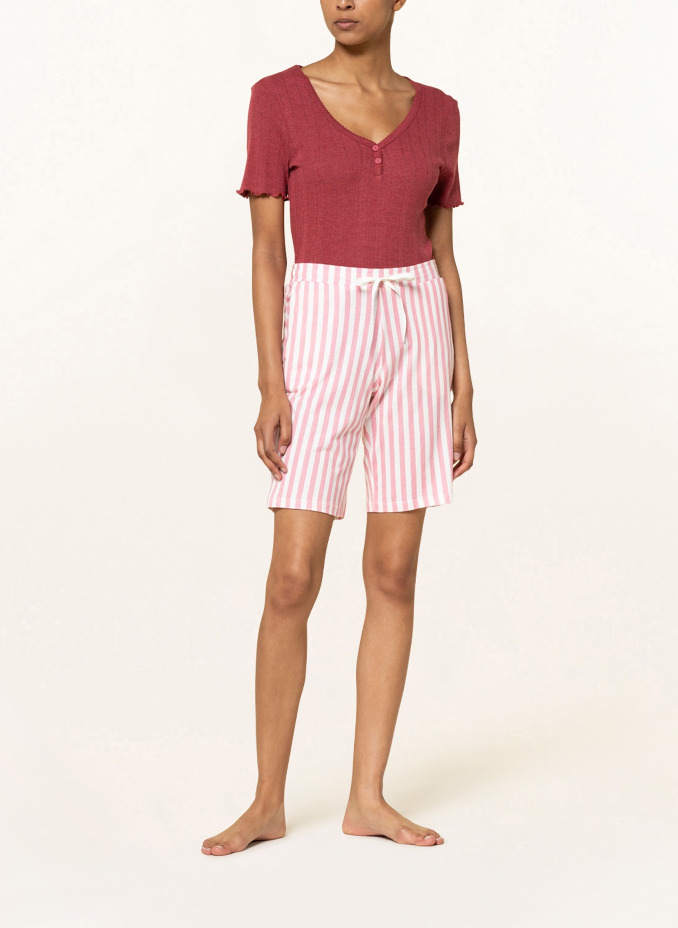 SCHIESSER Pyžamové tričko MIX+RELAX: TMAVĚ ČERVENÁ