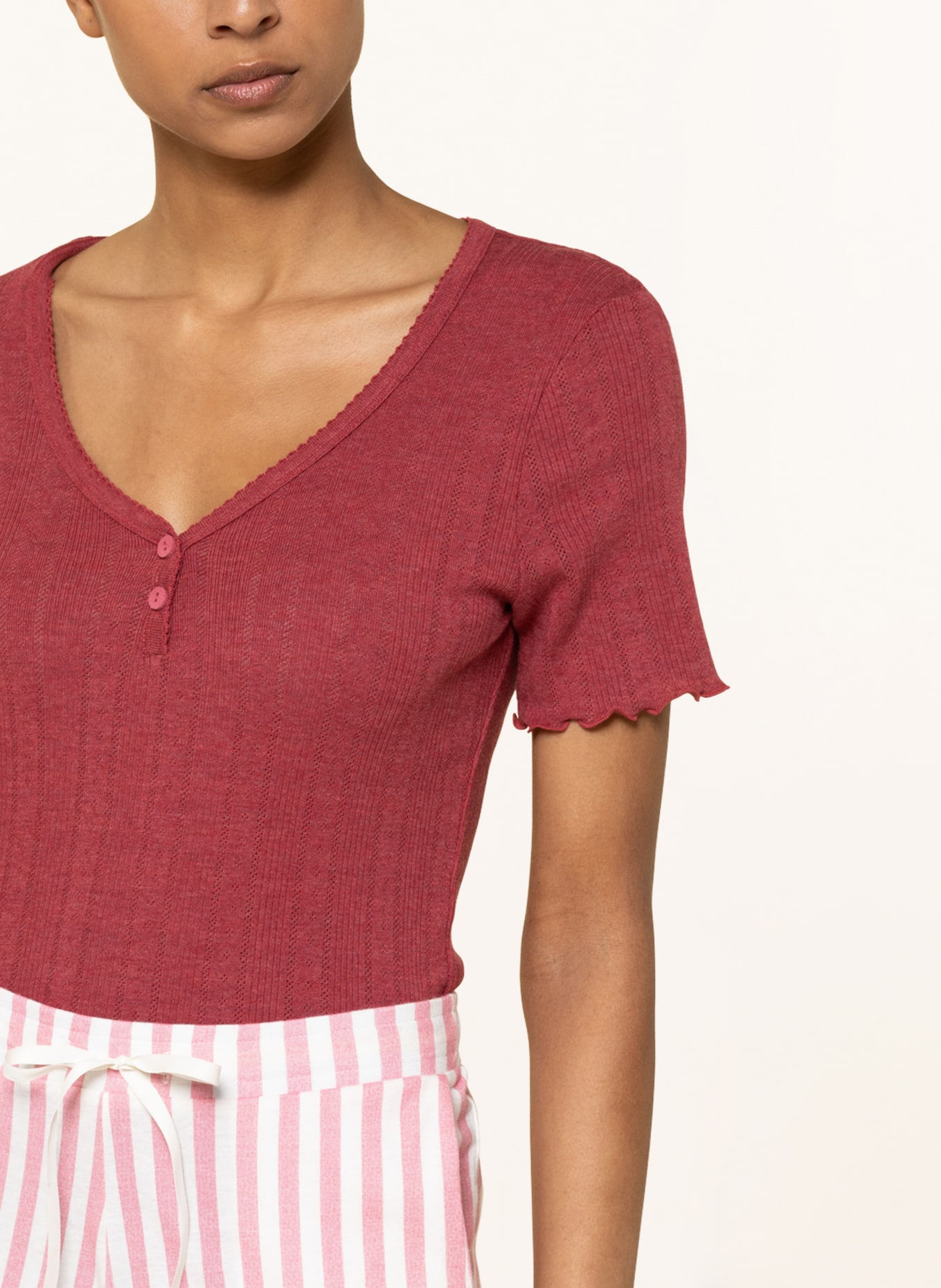 SCHIESSER Pyžamové tričko MIX+RELAX: TMAVĚ ČERVENÁ