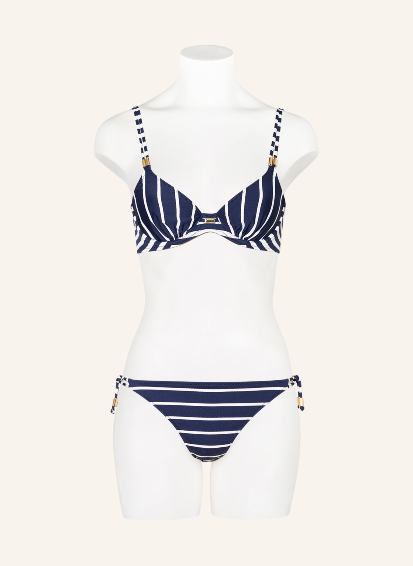 MARIE JO Underwired bikini top CADIZ, Color: DARK BLUE/ WHITE (Image 2)